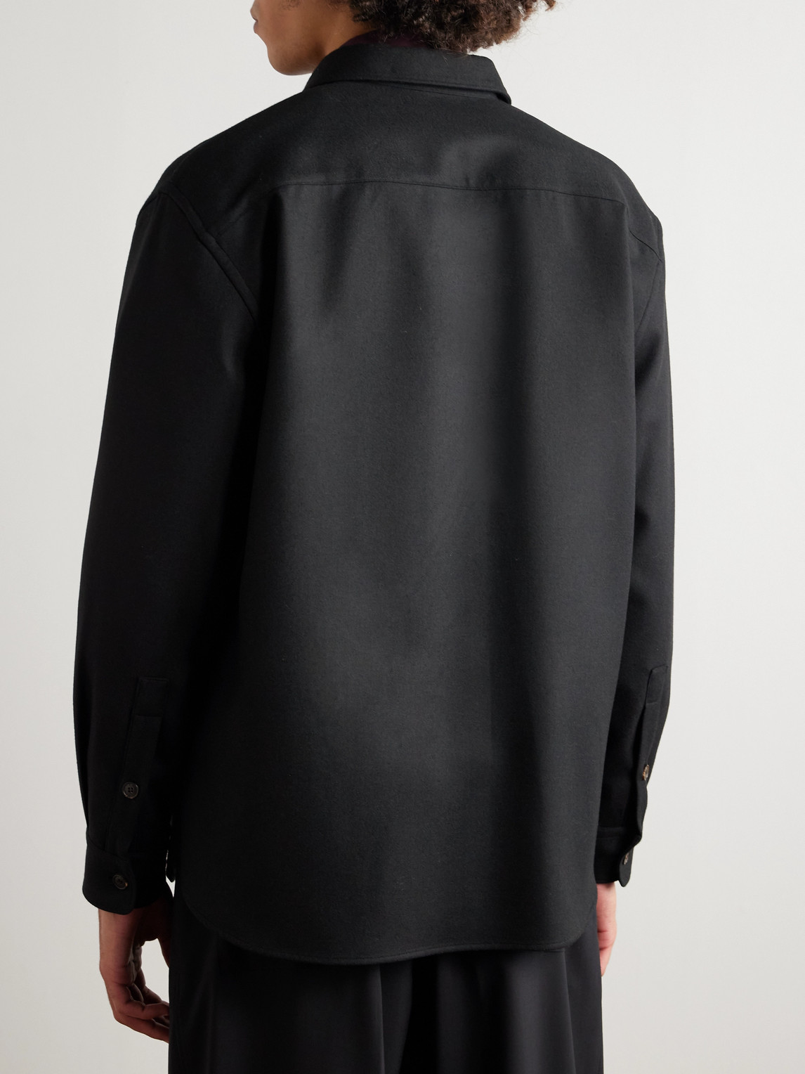 Umit Benan Jonah Virgin Wool-blend Twill Overshirt In Black