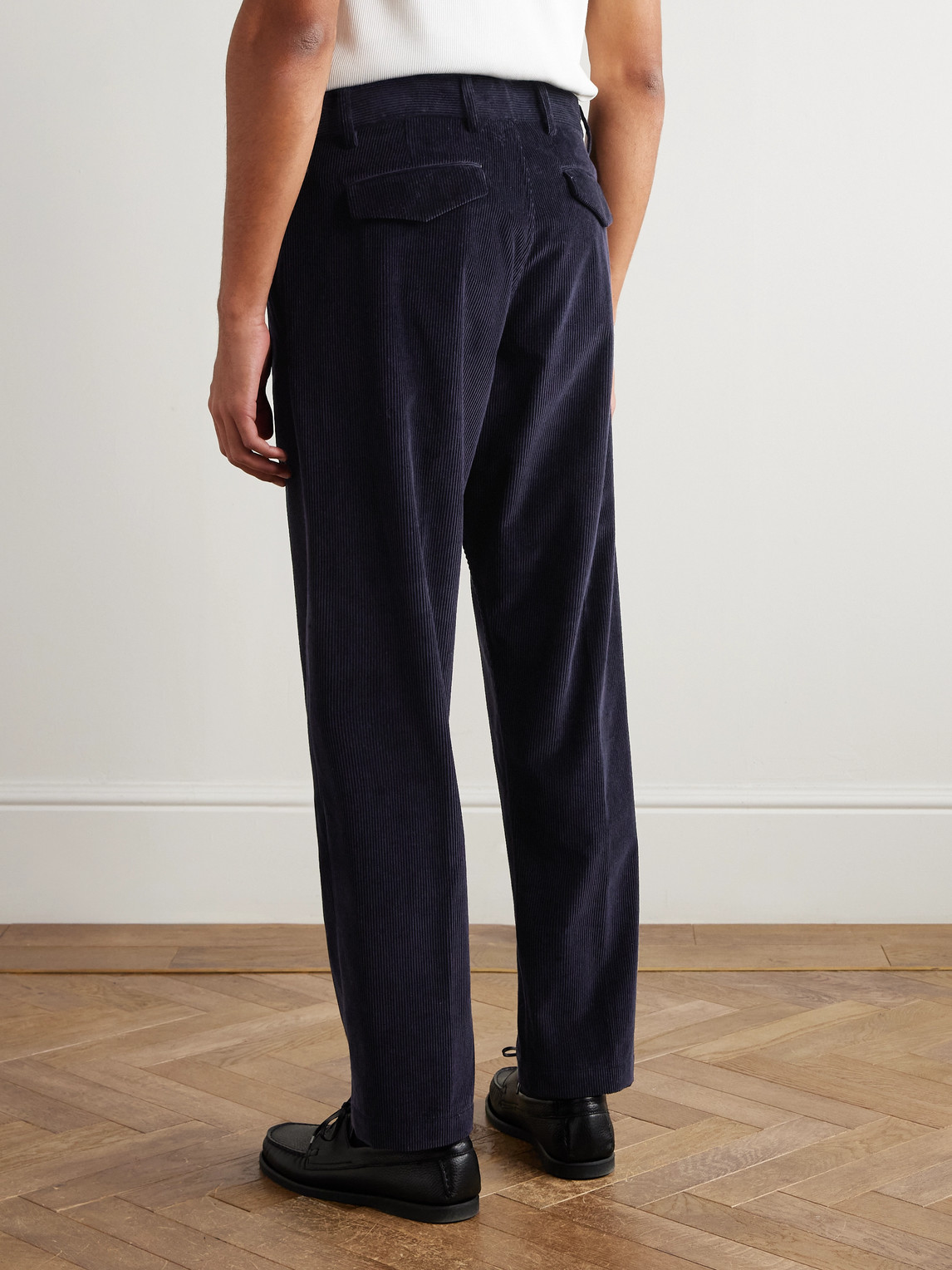 Umit Benan Tony Tapered Cotton And Cashmere-blend Corduroy Trousers In Blue
