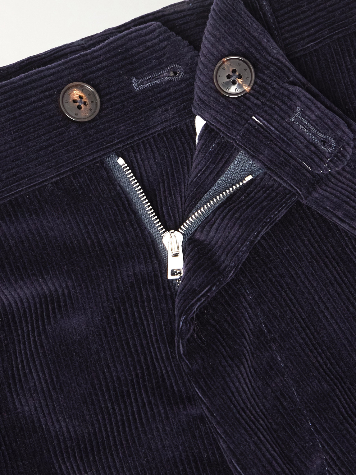 Umit Benan Tony Tapered Cotton And Cashmere-blend Corduroy Trousers In Blue