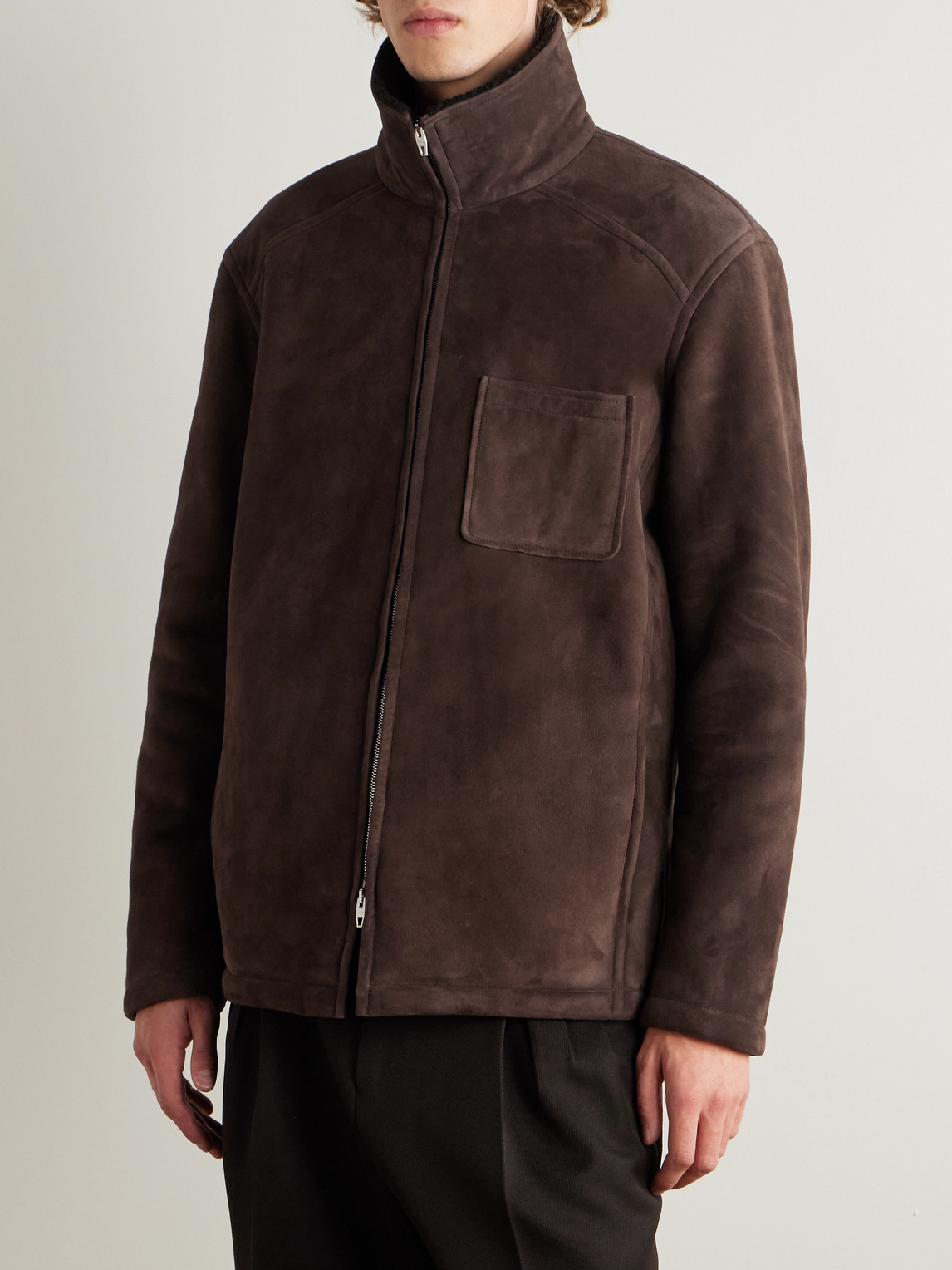 Umit Benan Bruno Shearling-lined Suede Jacket In Brown
