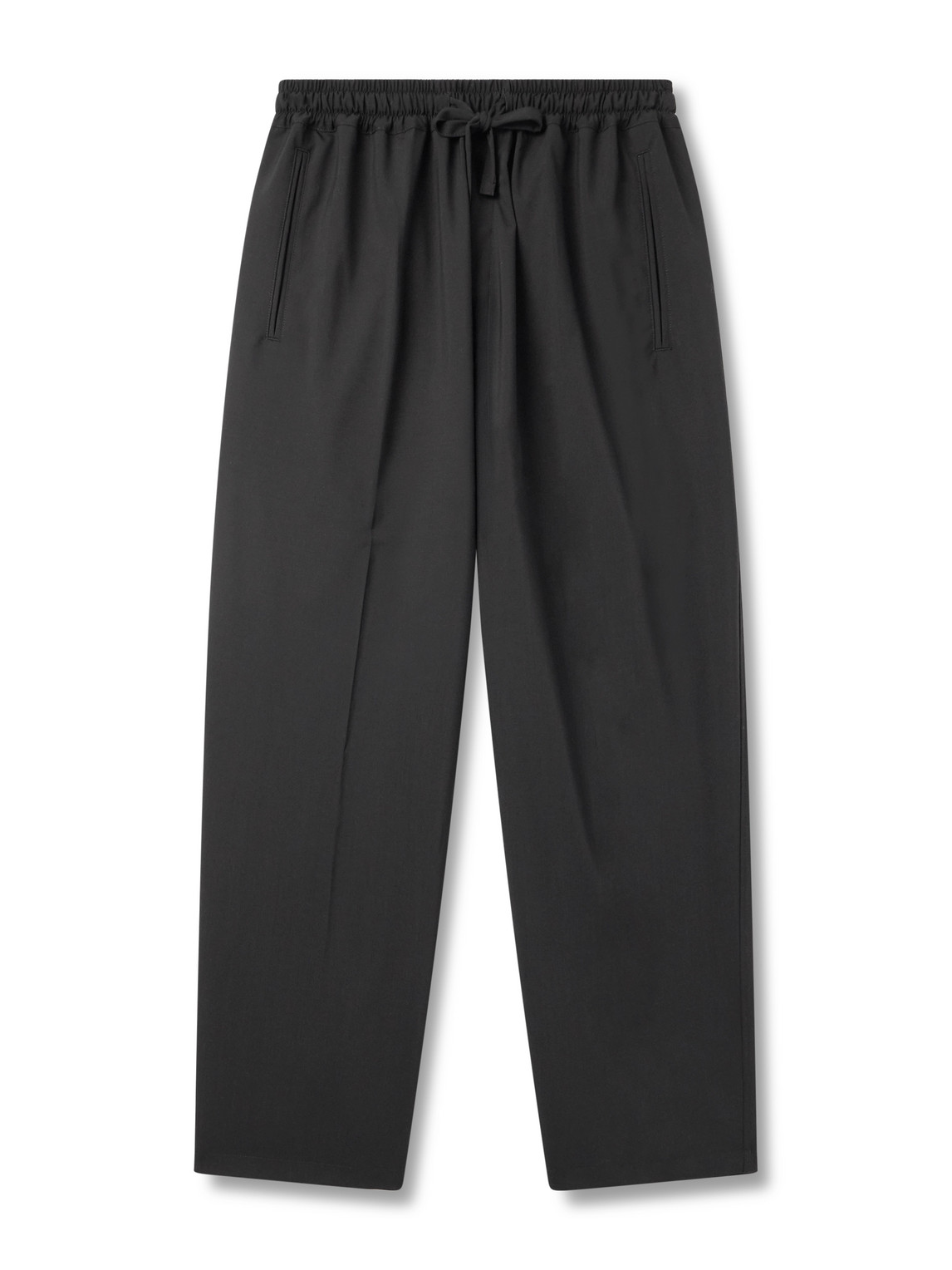 Umit Benan Julian Straight-leg Virgin Wool Drawstring Trousers In Black