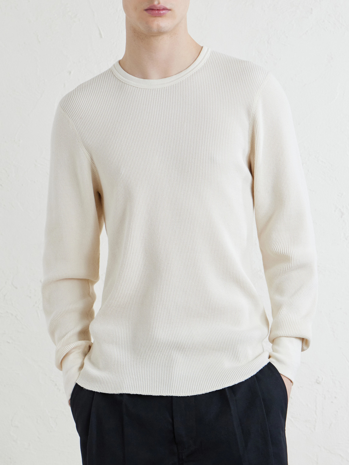 Waffle-Knit Cotton Sweater