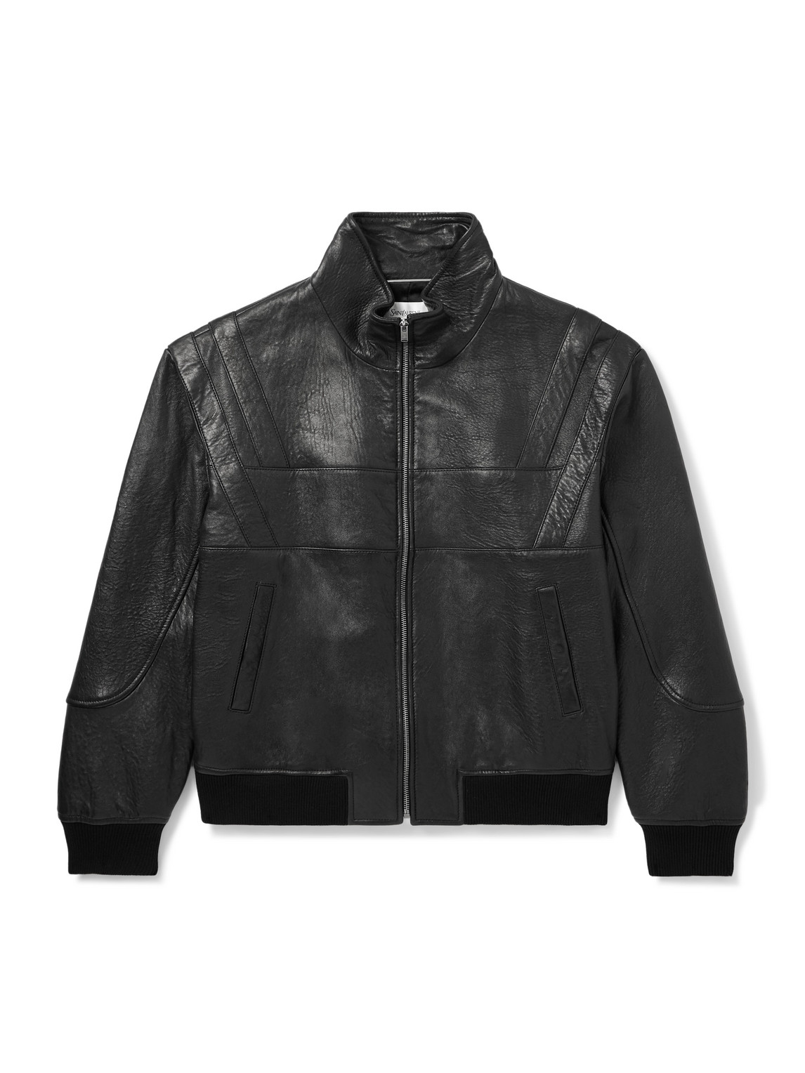 Saint Laurent Teddy Panelled Full-grain Leather Blouson Jacket In Black