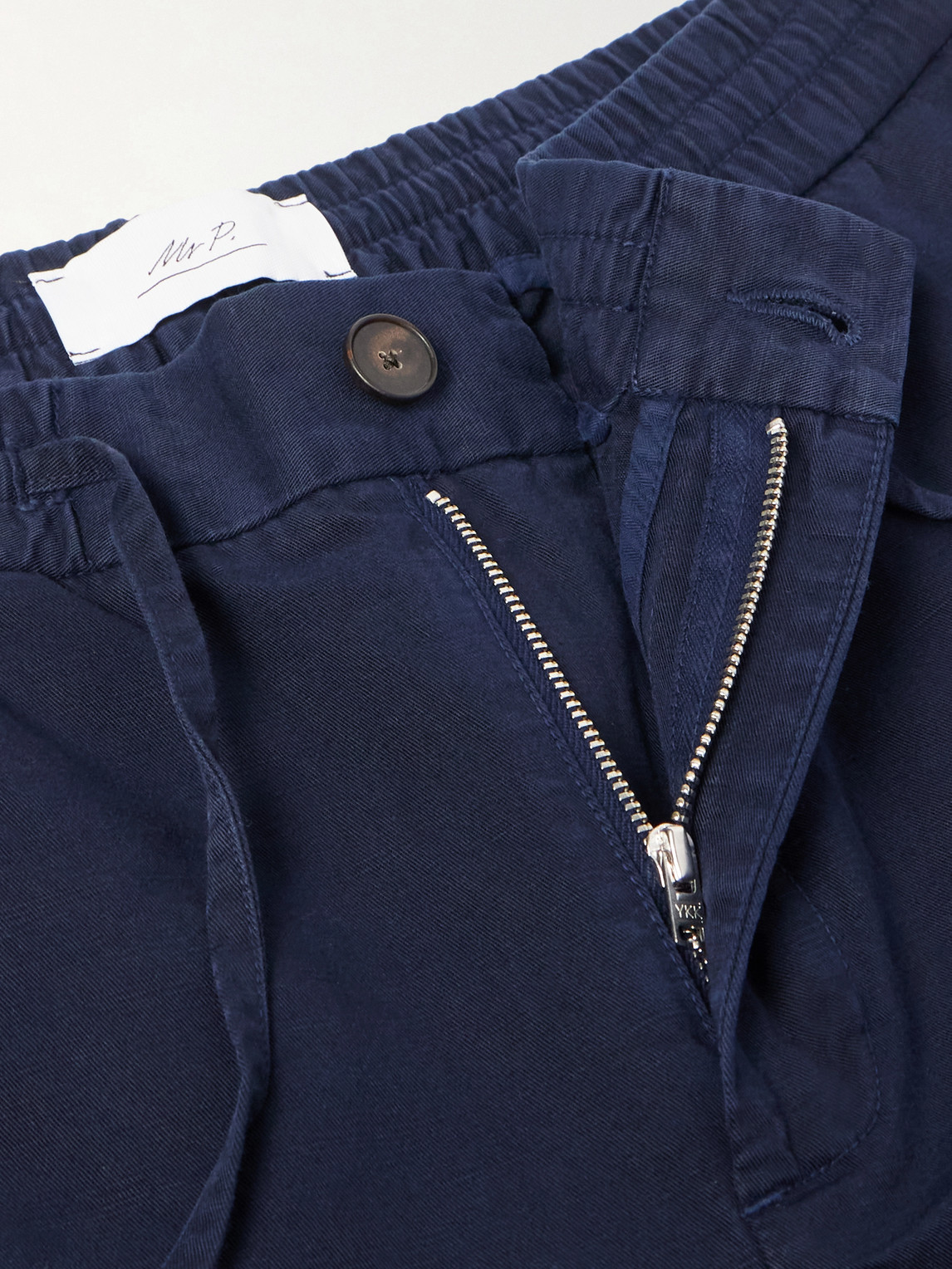 Mr P. - Straight-Leg Cotton And Linen-Blend Twill Drawstring Trousers