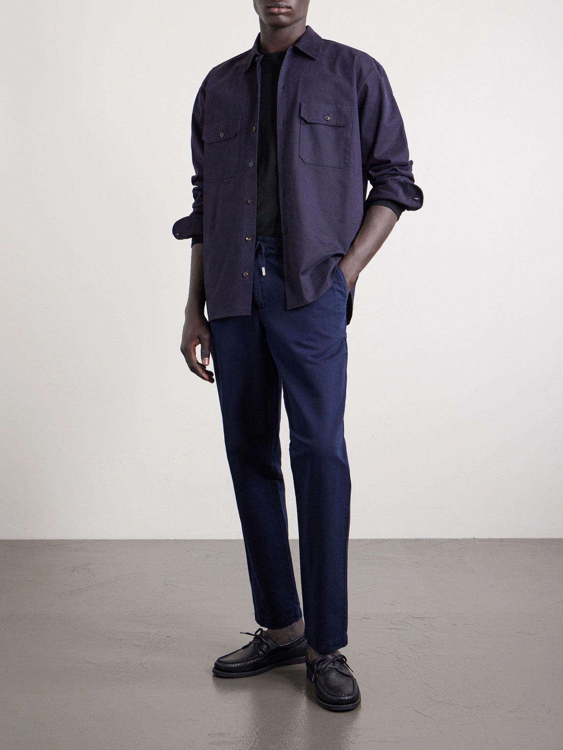 Mr P. - Straight-Leg Cotton And Linen-Blend Twill Drawstring Trousers