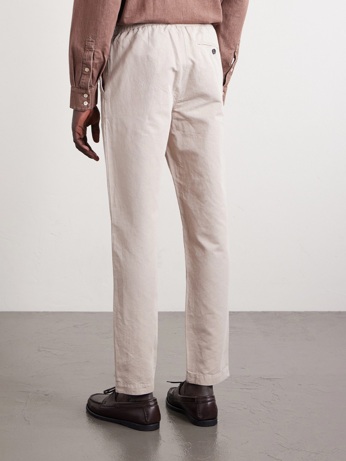 Mr P. - Straight-Leg Cotton And Linen-Blend Twill Drawstring Trousers