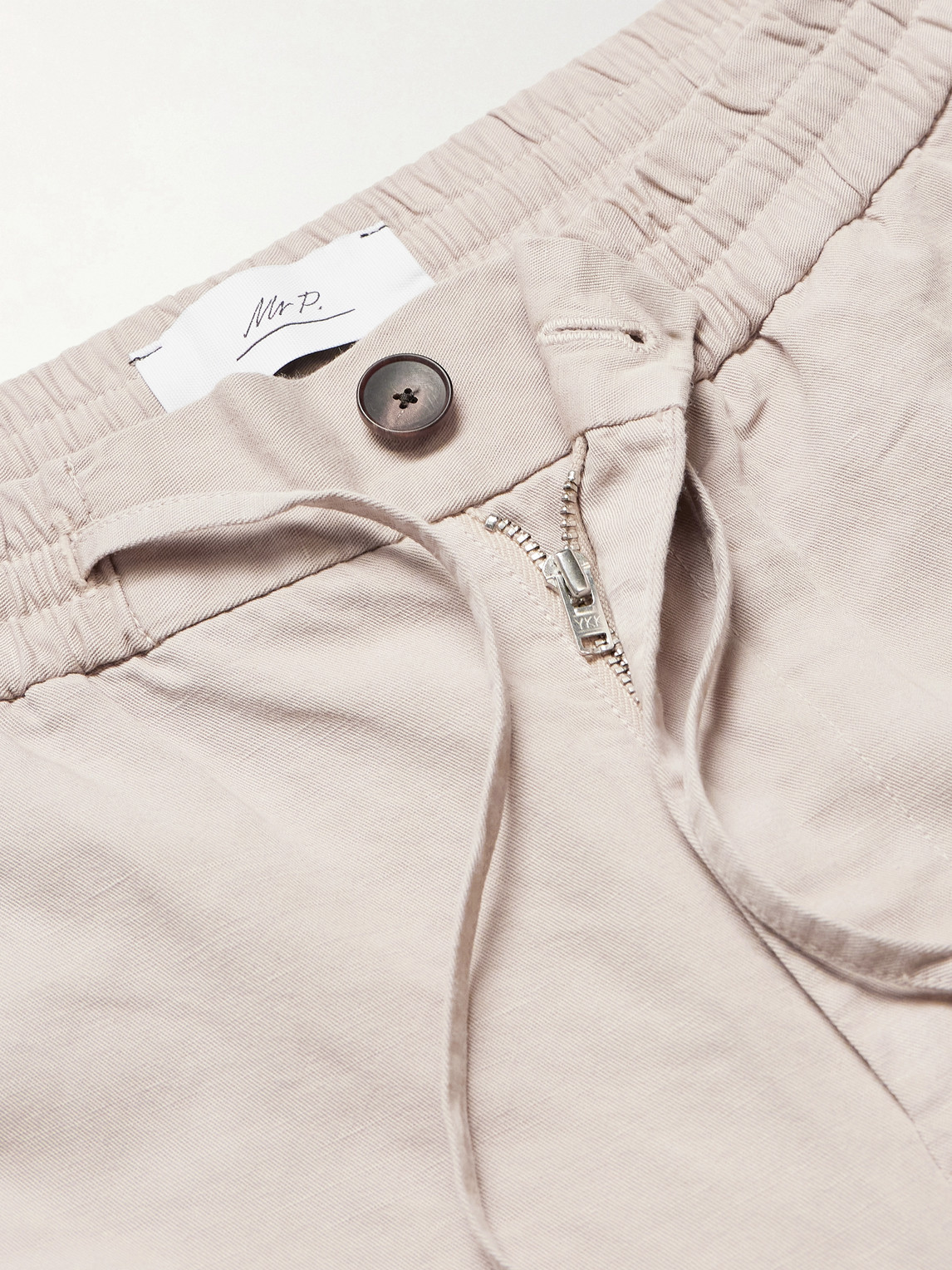 Mr P. - Straight-Leg Cotton And Linen-Blend Twill Drawstring Trousers