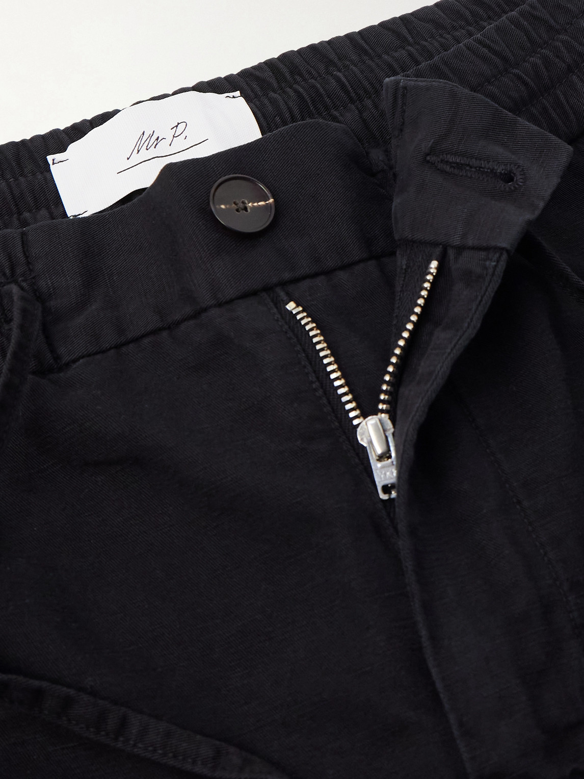 Mr P. - Straight-Leg Cotton And Linen-Blend Twill Drawstring Trousers