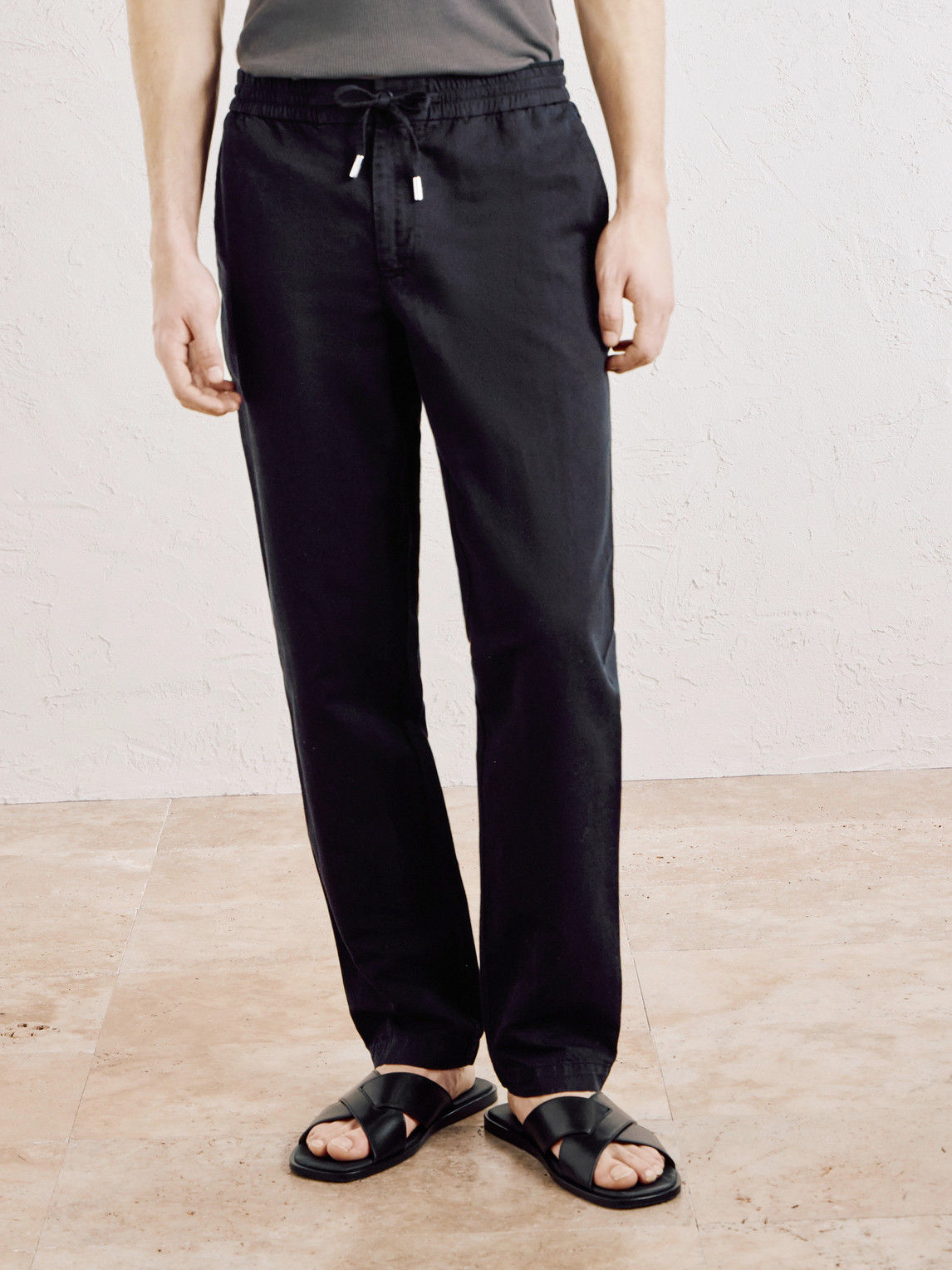 Mr P. - Straight-Leg Cotton And Linen-Blend Twill Drawstring Trousers