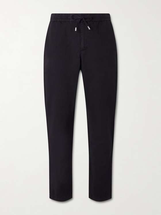 MRP Straight-Leg Cotton and Linen-Blend Twill Drawstring Trousers
