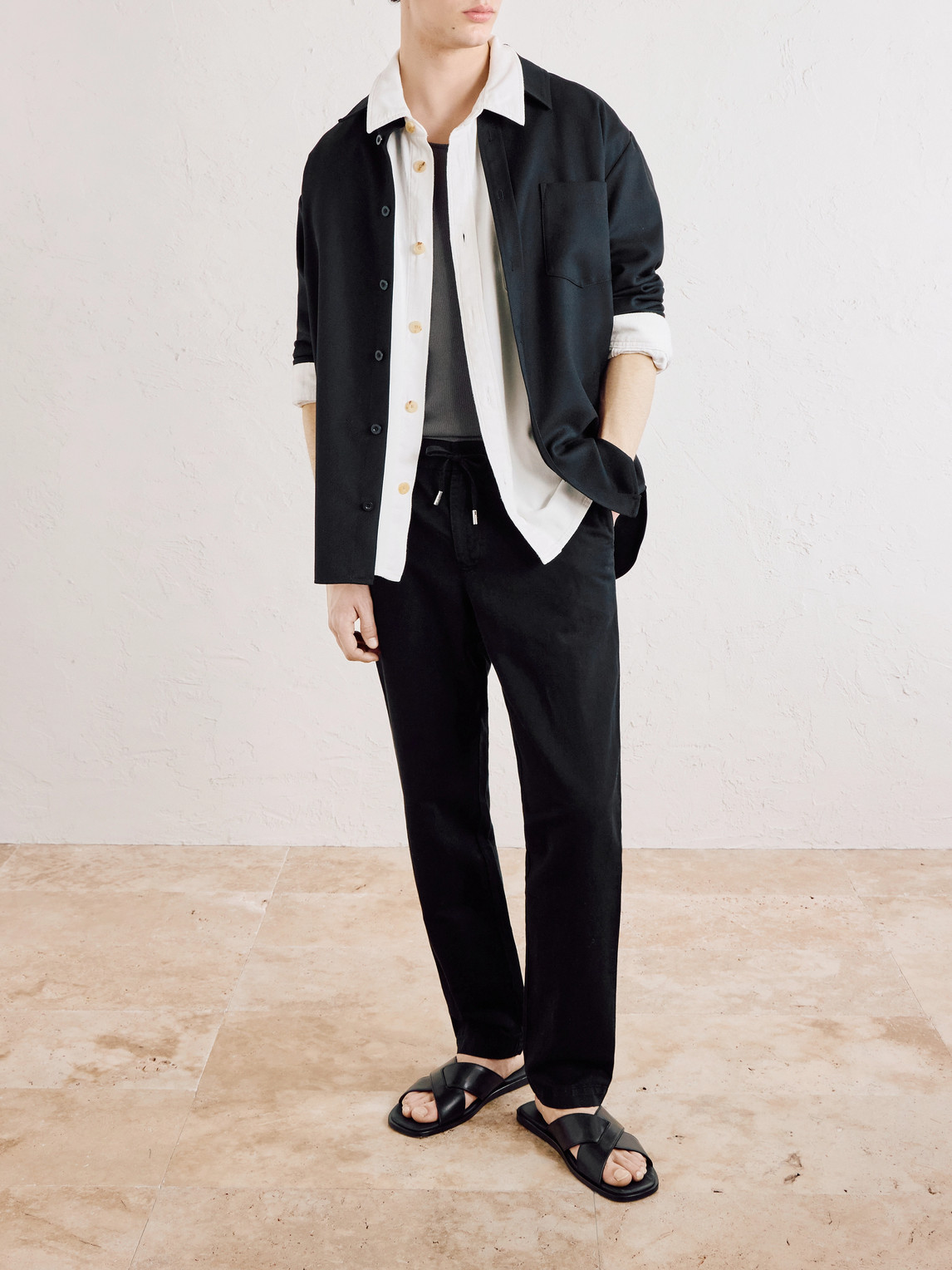 Mr P. - Straight-Leg Cotton And Linen-Blend Twill Drawstring Trousers