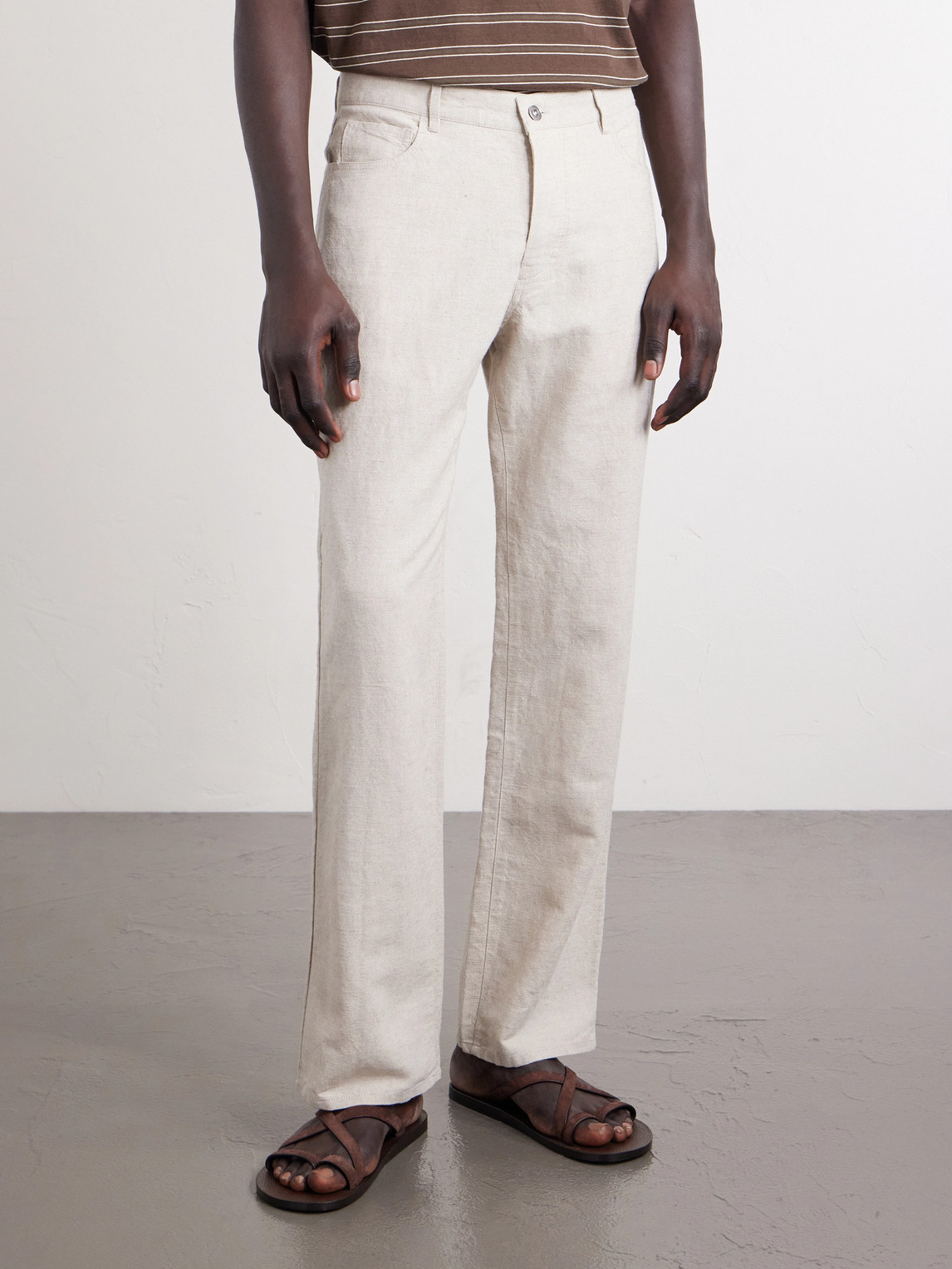 Mr P. - Edward Straight-Leg Linen And Cotton-Blend Trousers
