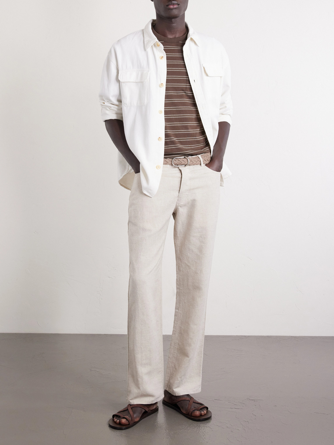 Mr P. - Edward Straight-Leg Linen And Cotton-Blend Trousers