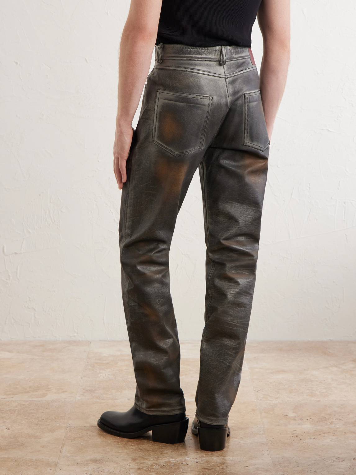  424 - Straight-leg Leather Trousers - Men - Silver - It 48 