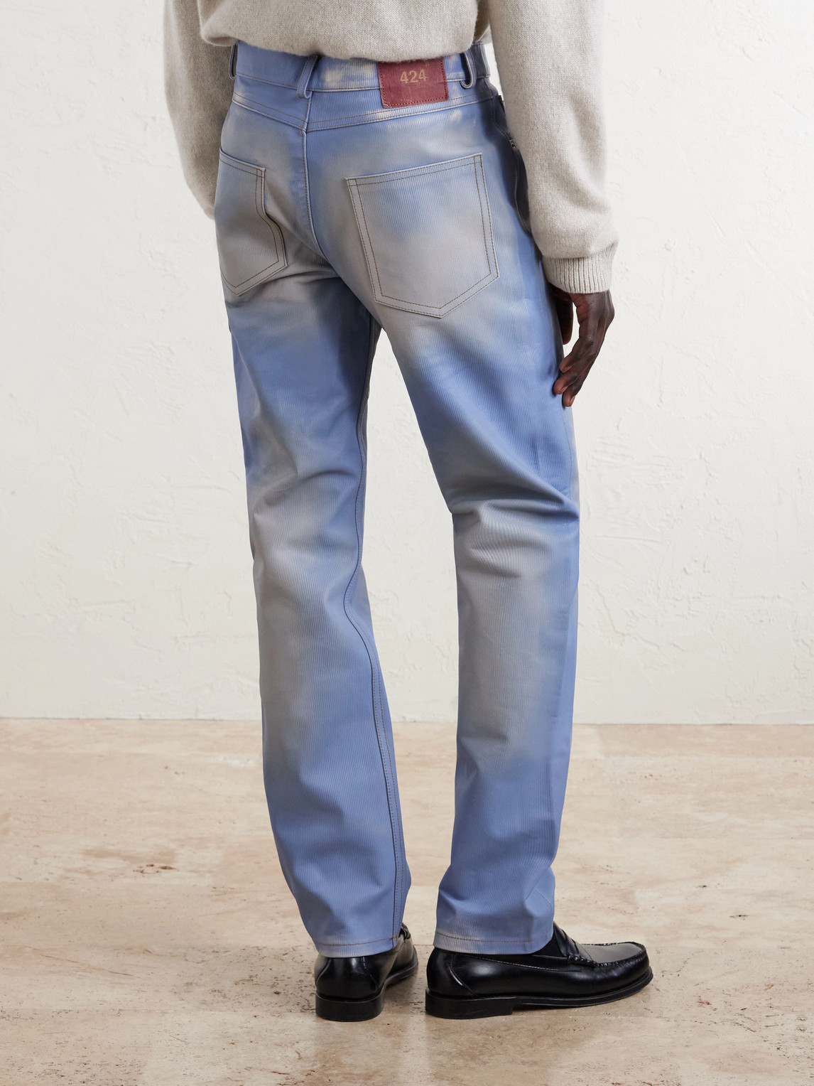  424 - Moto Straight-leg Leather Trousers - Men - Blue - It 48 