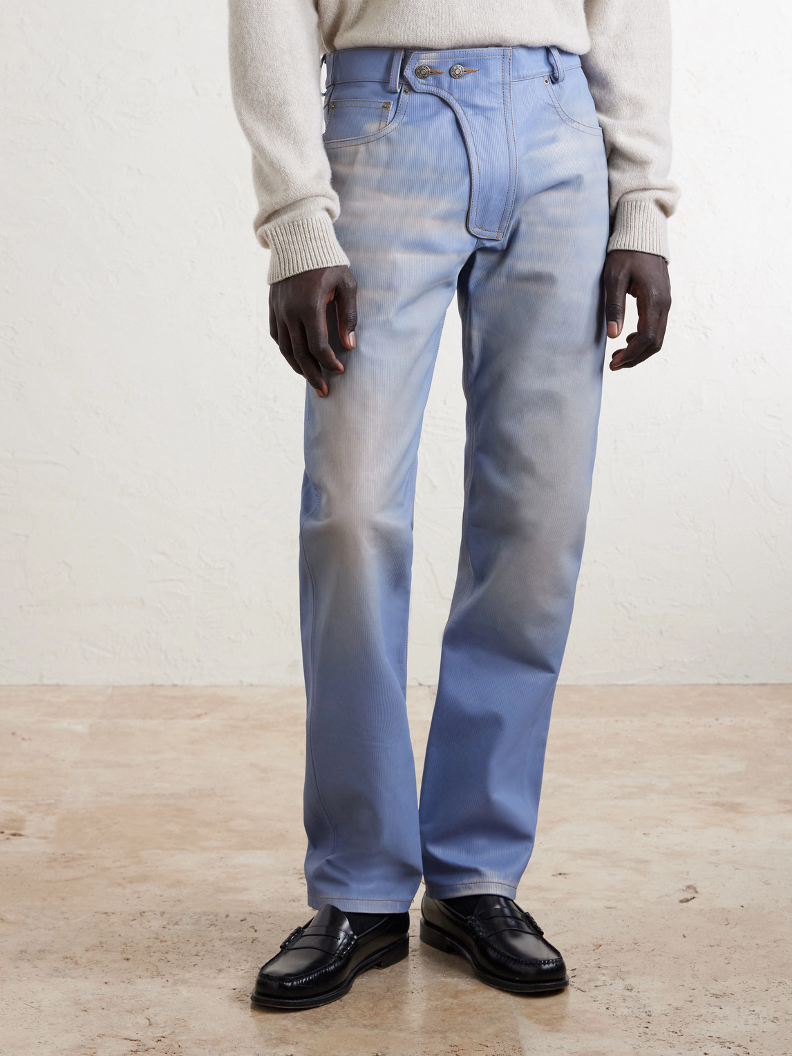  424 - Moto Straight-leg Leather Trousers - Men - Blue - It 48 