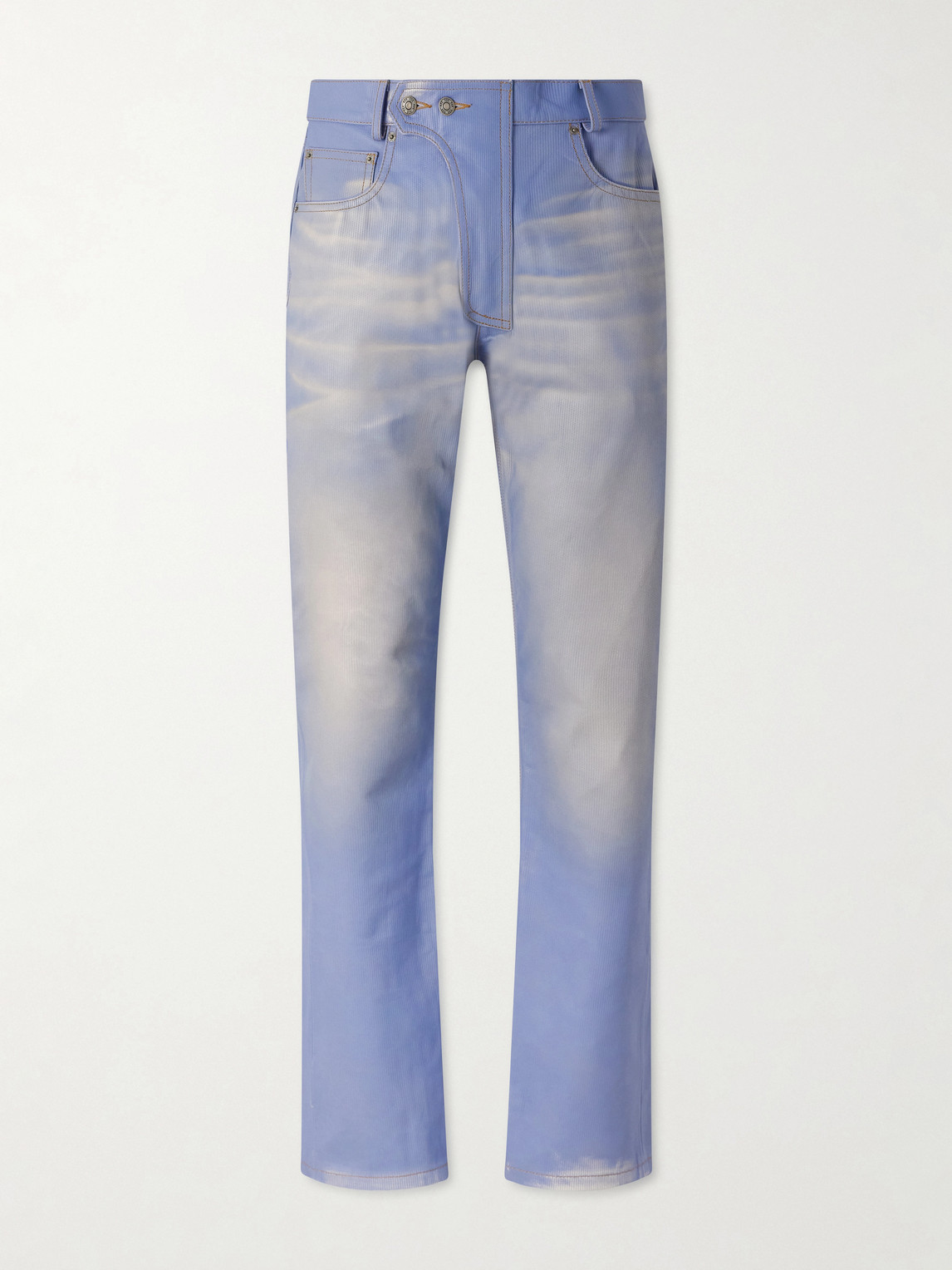 424 Moto Straight-leg Leather Trousers In Blue