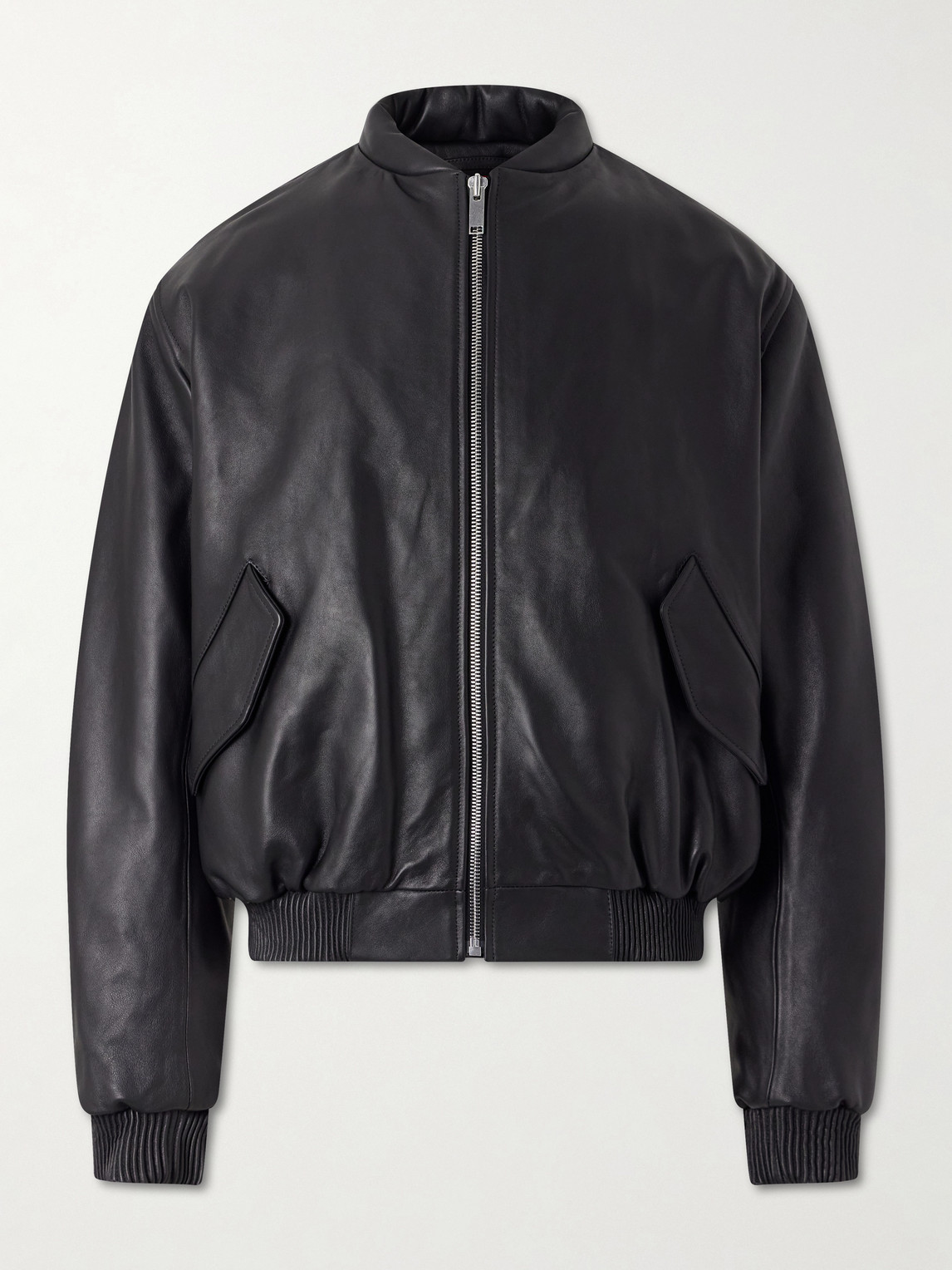424 Leather Bomber Jacket In Black