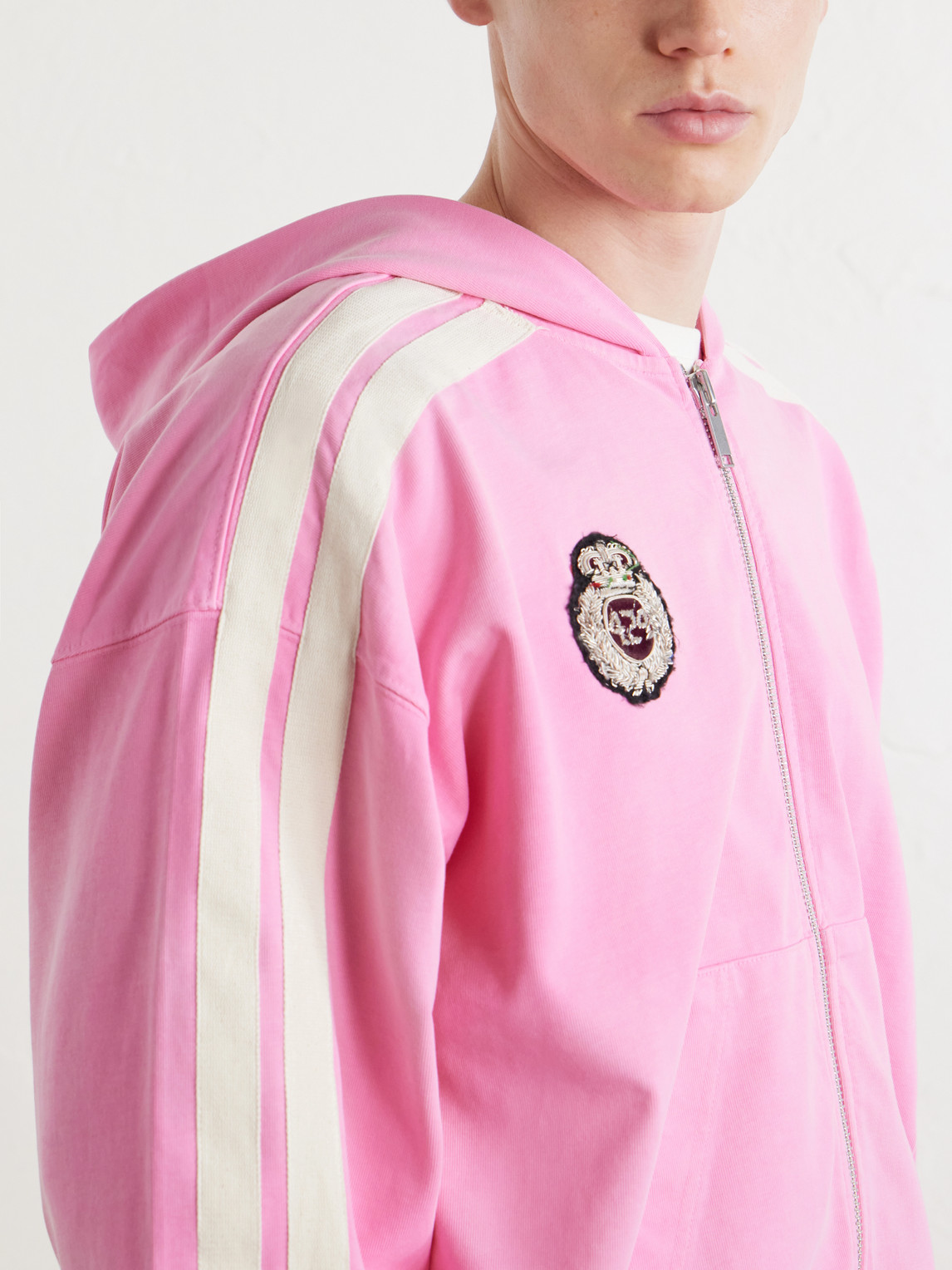 424 Academy Logo-Appliquéd Cotton-Jersey Zip-Up Hoodie - Men | Thumbnail 5 424 Academy Logo-Appliquéd Cotton-Jersey Zip-Up Hoodie - Men | Thumbnail 5