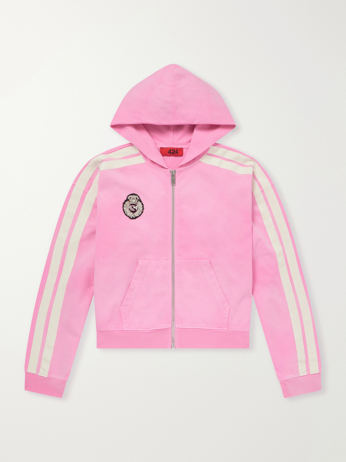 424 Academy Logo-Appliquéd Cotton-Jersey Zip-Up Hoodie - Men