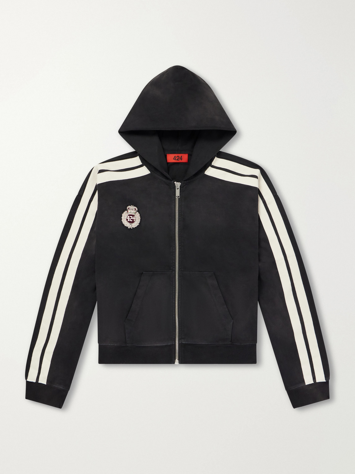 424 Academy Logo-Appliquéd Cotton-Jersey Zip-Up Hoodie - Men