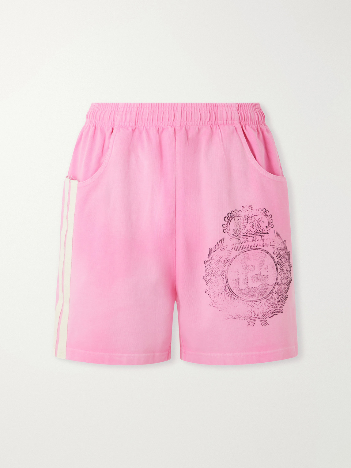 424 Straight-leg Logo-print Striped Cotton-jersey Drawstring Shorts In Pink