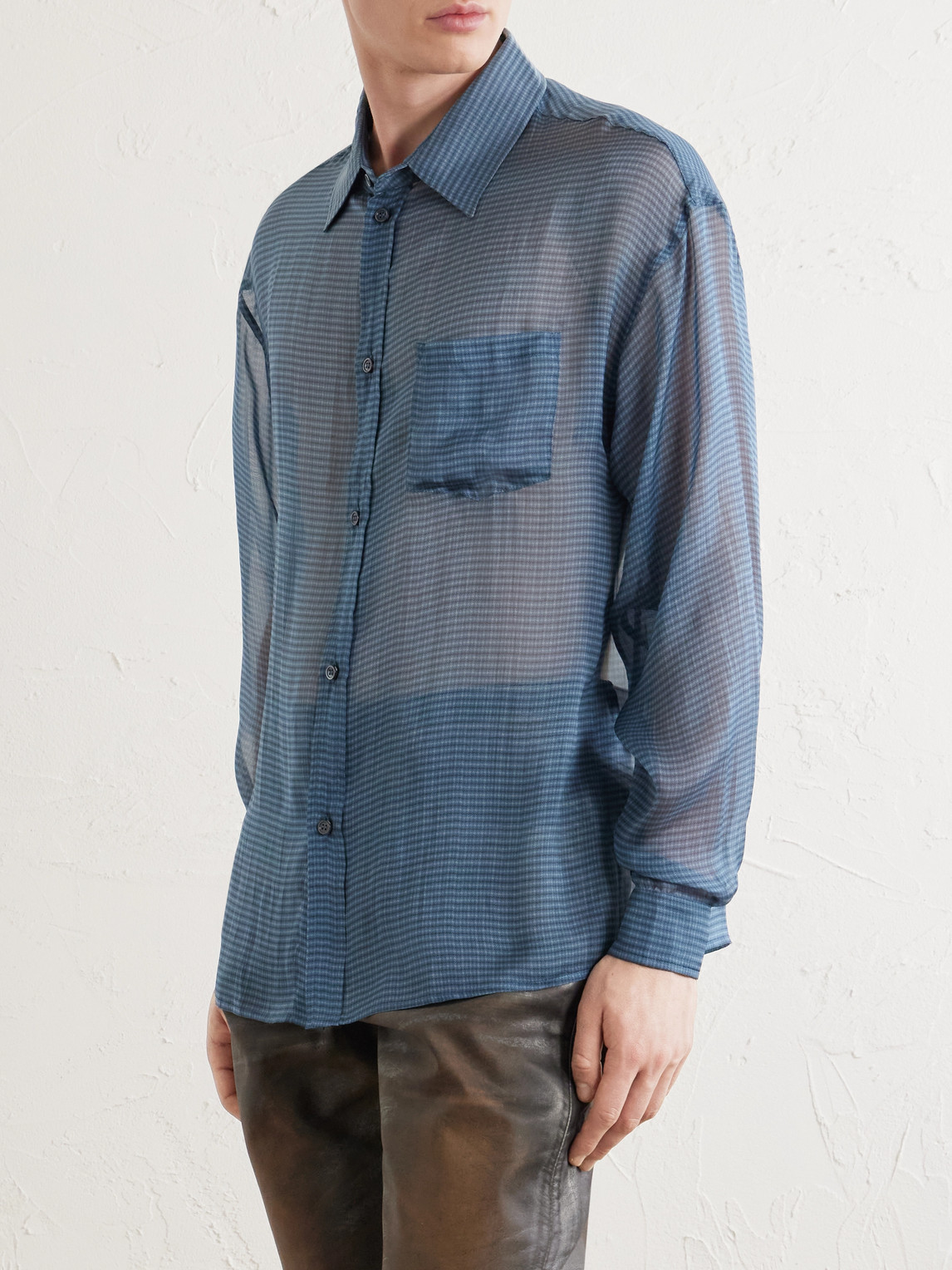  424 - Printed Silk-chiffon Shirt - Men - Blue - It 46 