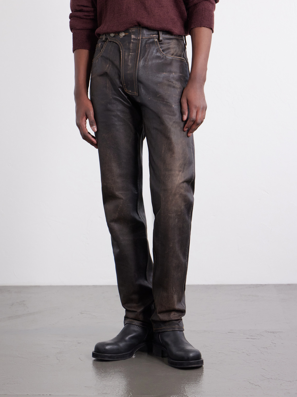  424 - Moto Straight-leg Leather Trousers - Men - Brown - It 46 