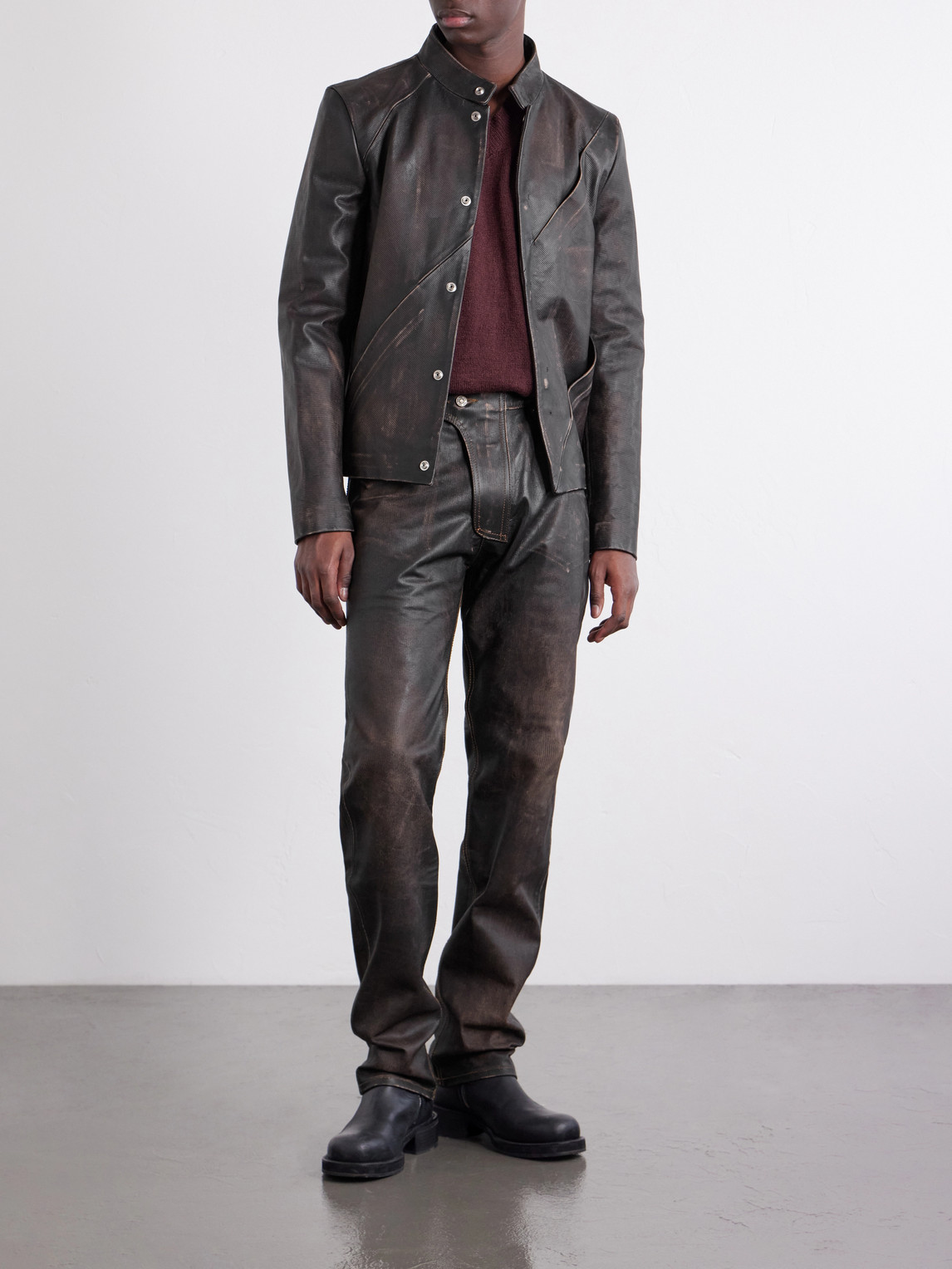 424 Leather Jacket In Black
