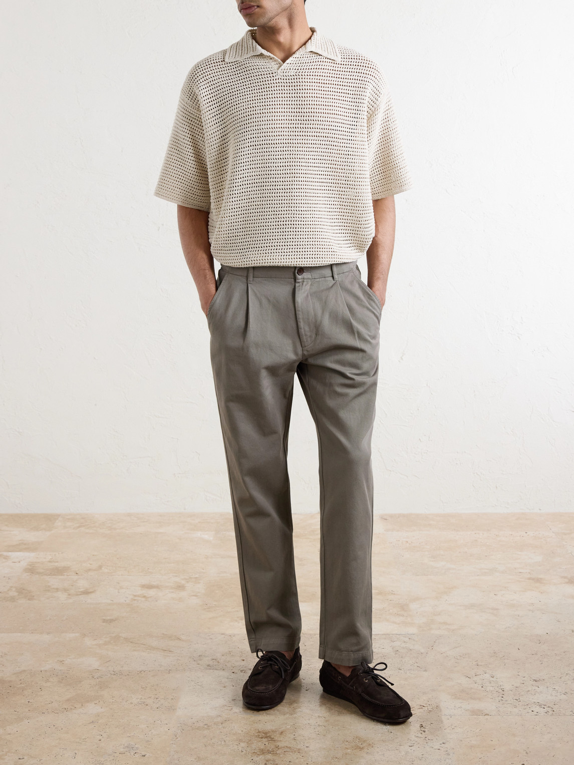Mr P. - Daniel Tapered Pleated Cotton-Canvas Trousers