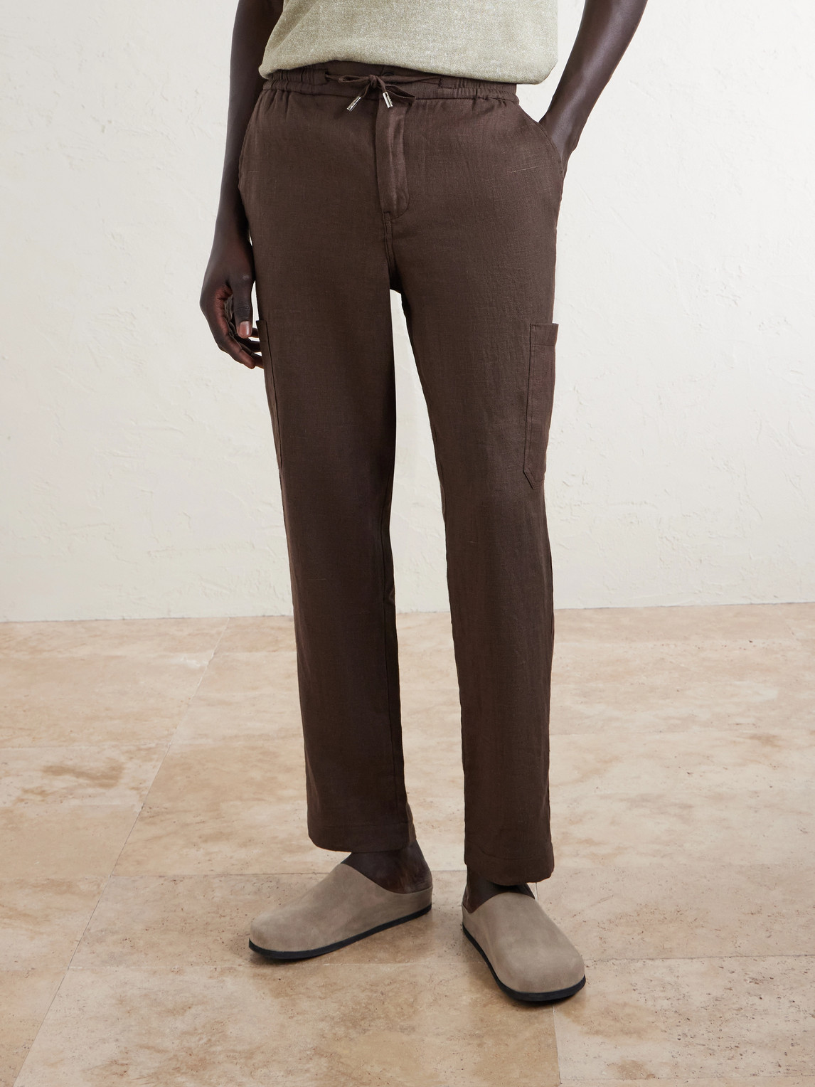Mr P. - James Tapered Linen Drawstring Cargo Trousers