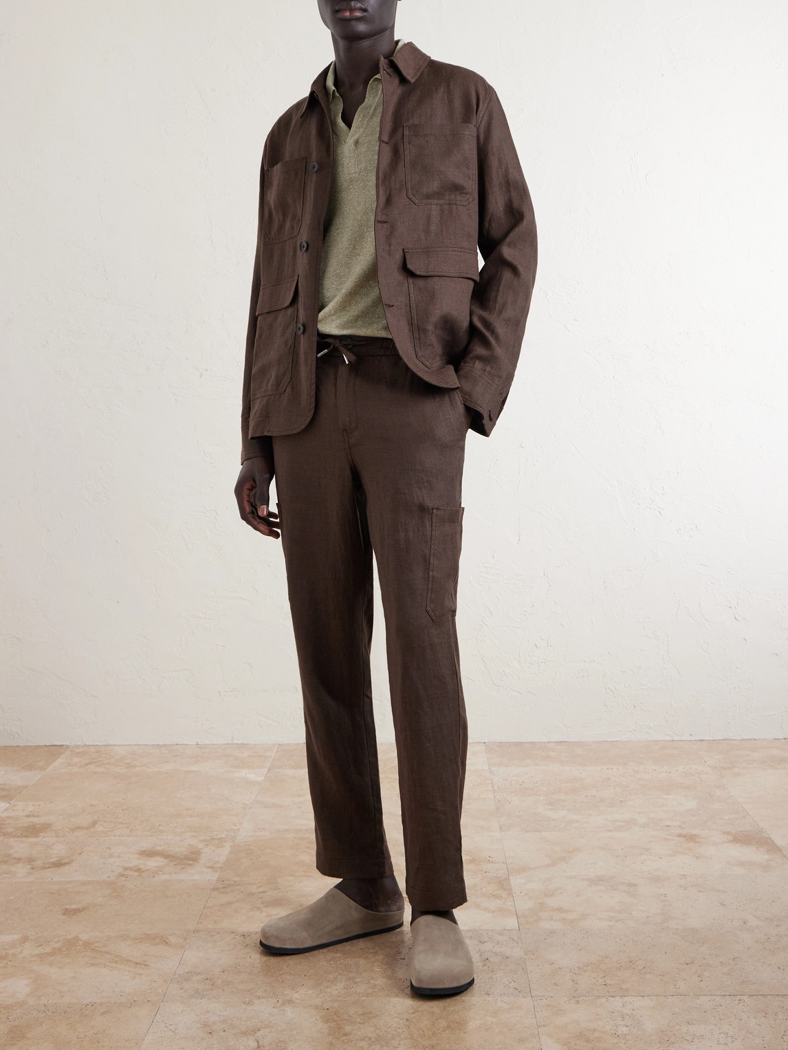 Mr P. - James Tapered Linen Drawstring Cargo Trousers
