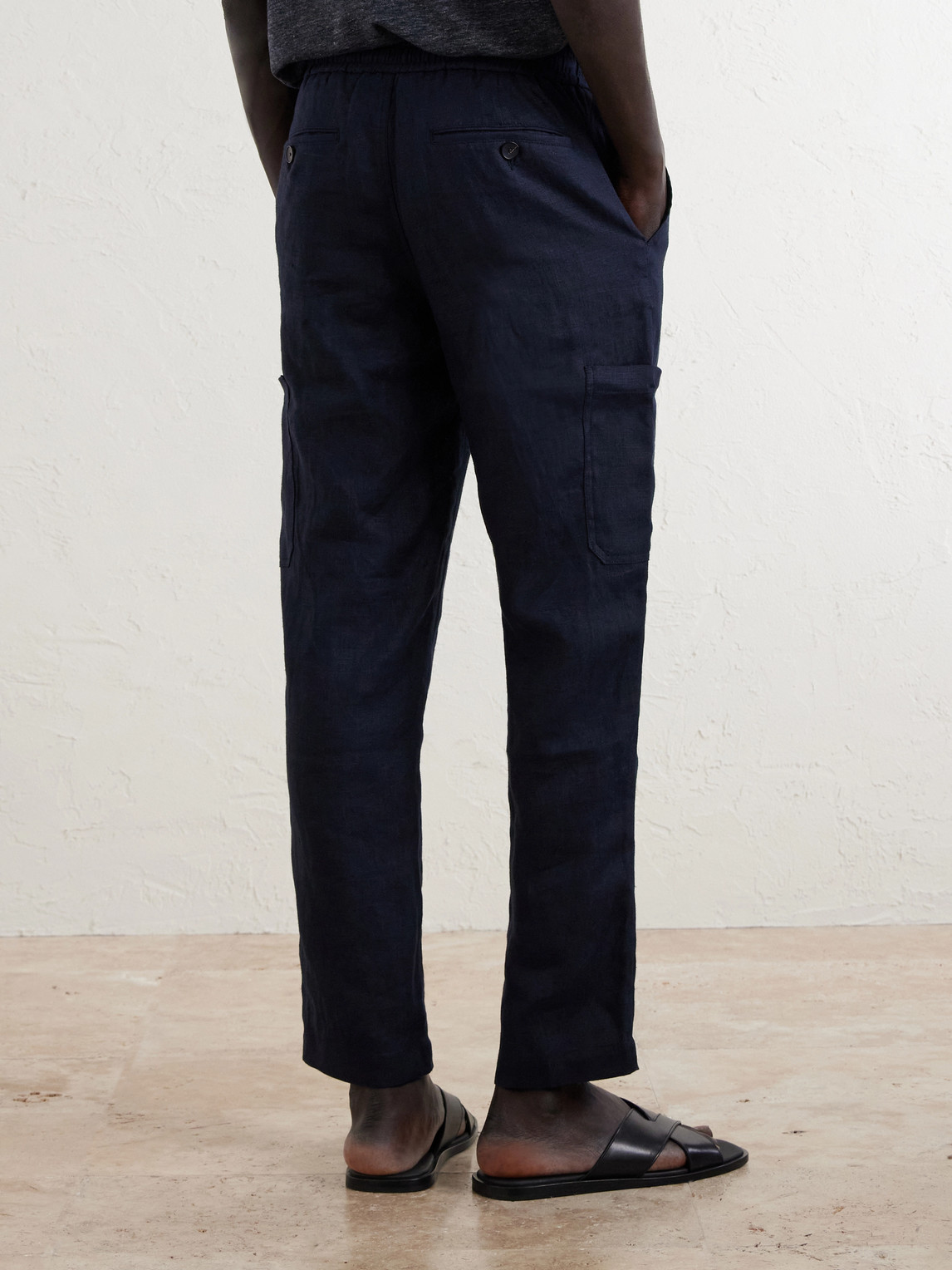  Mr P. - James Tapered Linen Drawstring Cargo Trousers - Men - Blue - 30 