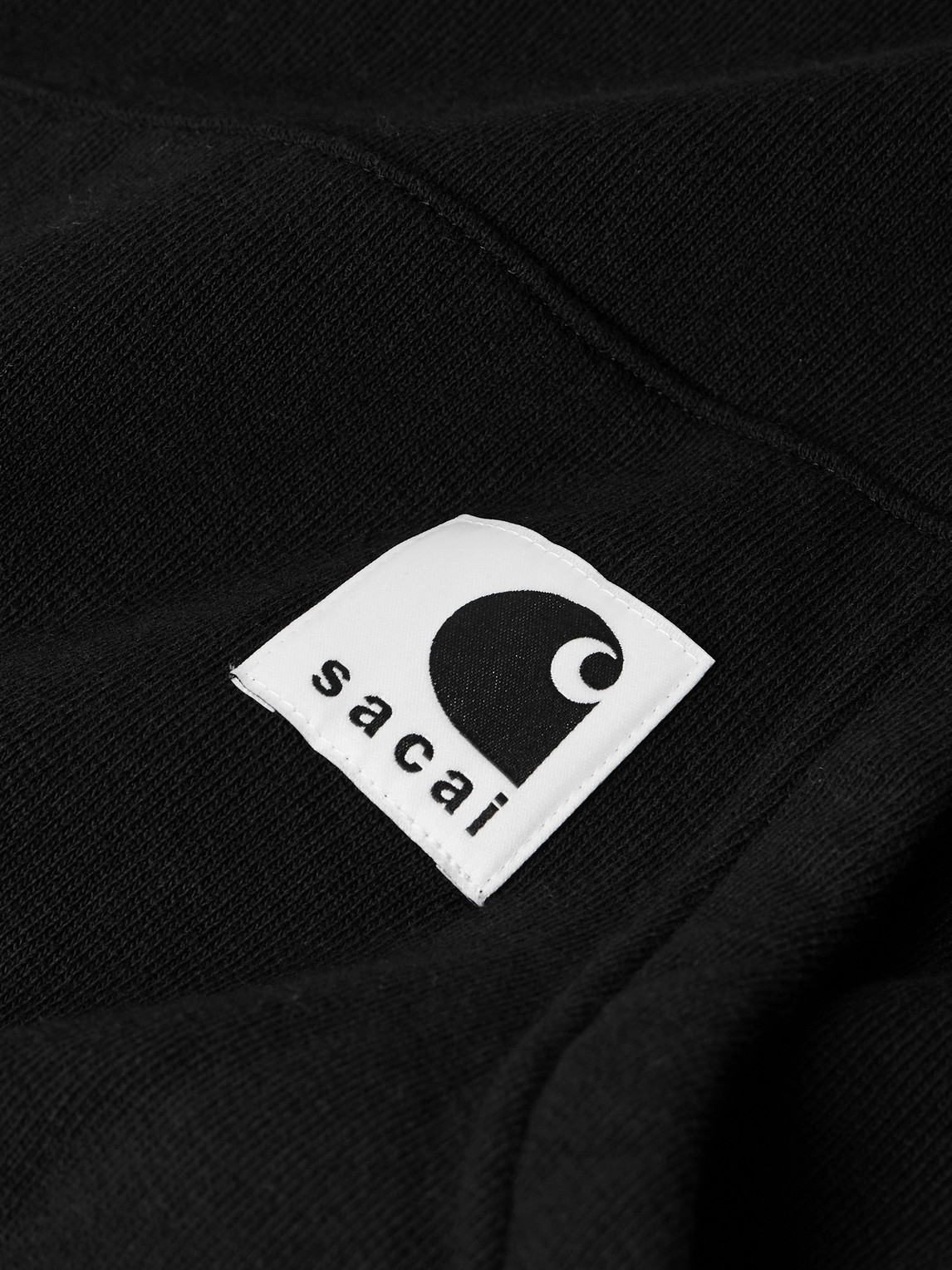 Sacai X Carhartt Wip Logo Patch Hooded Sweatshirt In Black