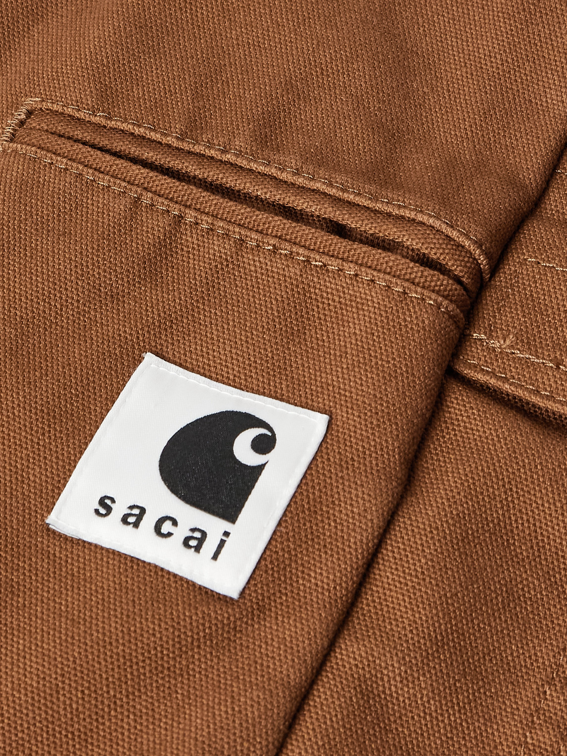 Sacai Carhartt Wip Cotton Corduroy-trimmed Panelled Cotton-canvas Jacket In Brown
