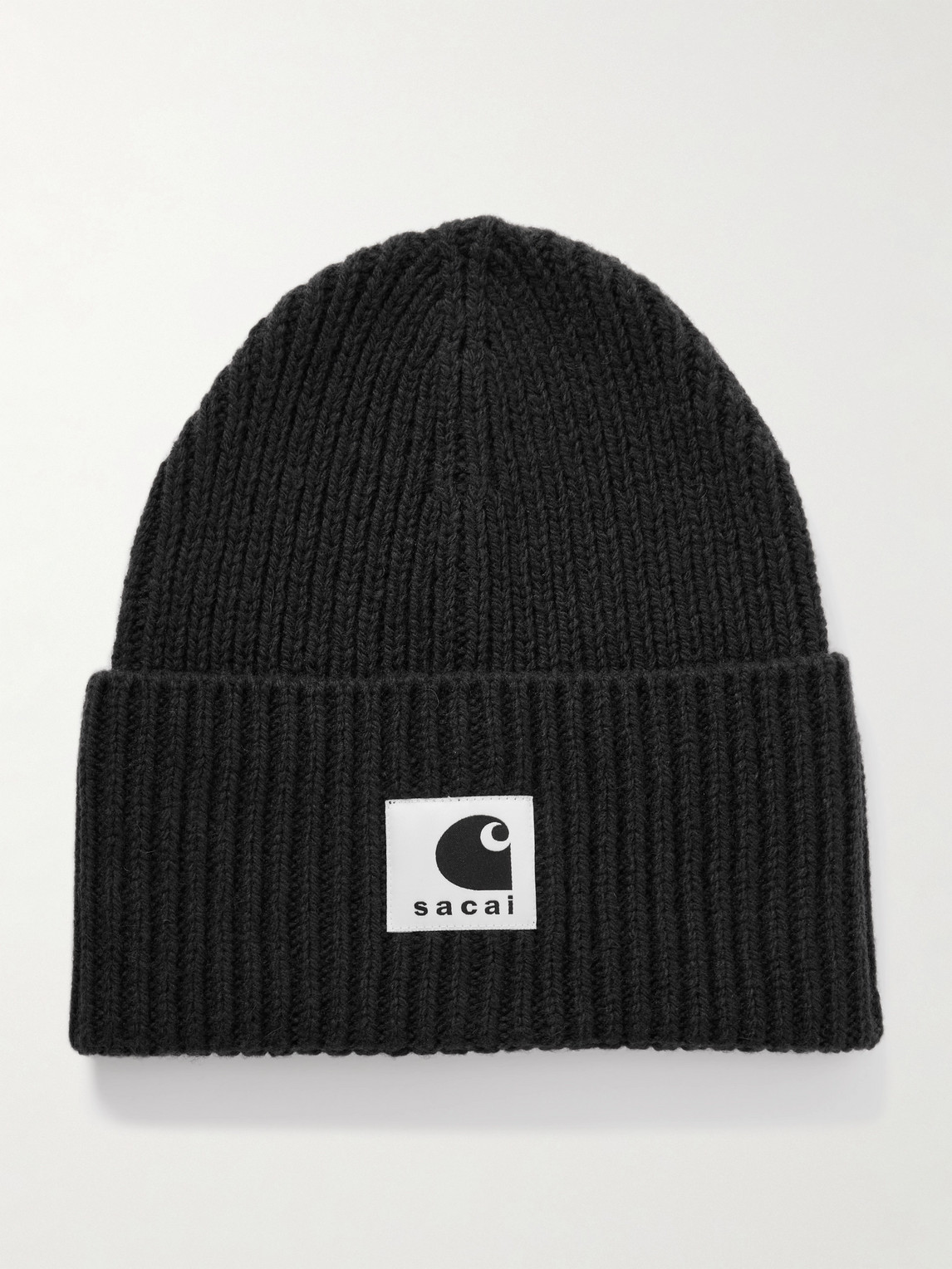 Sacai Carhartt WIP Logo-Appliquéd Ribbed Wool-Blend Beanie - Men