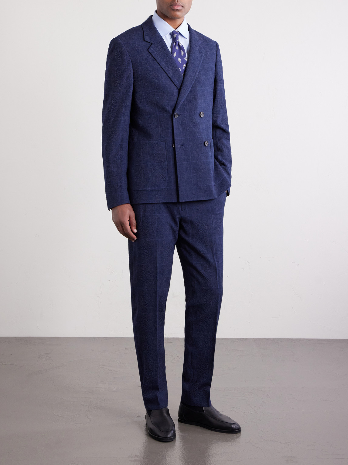 Mr P. - Double-Breasted Checked Wool-Blend Suit Jacket