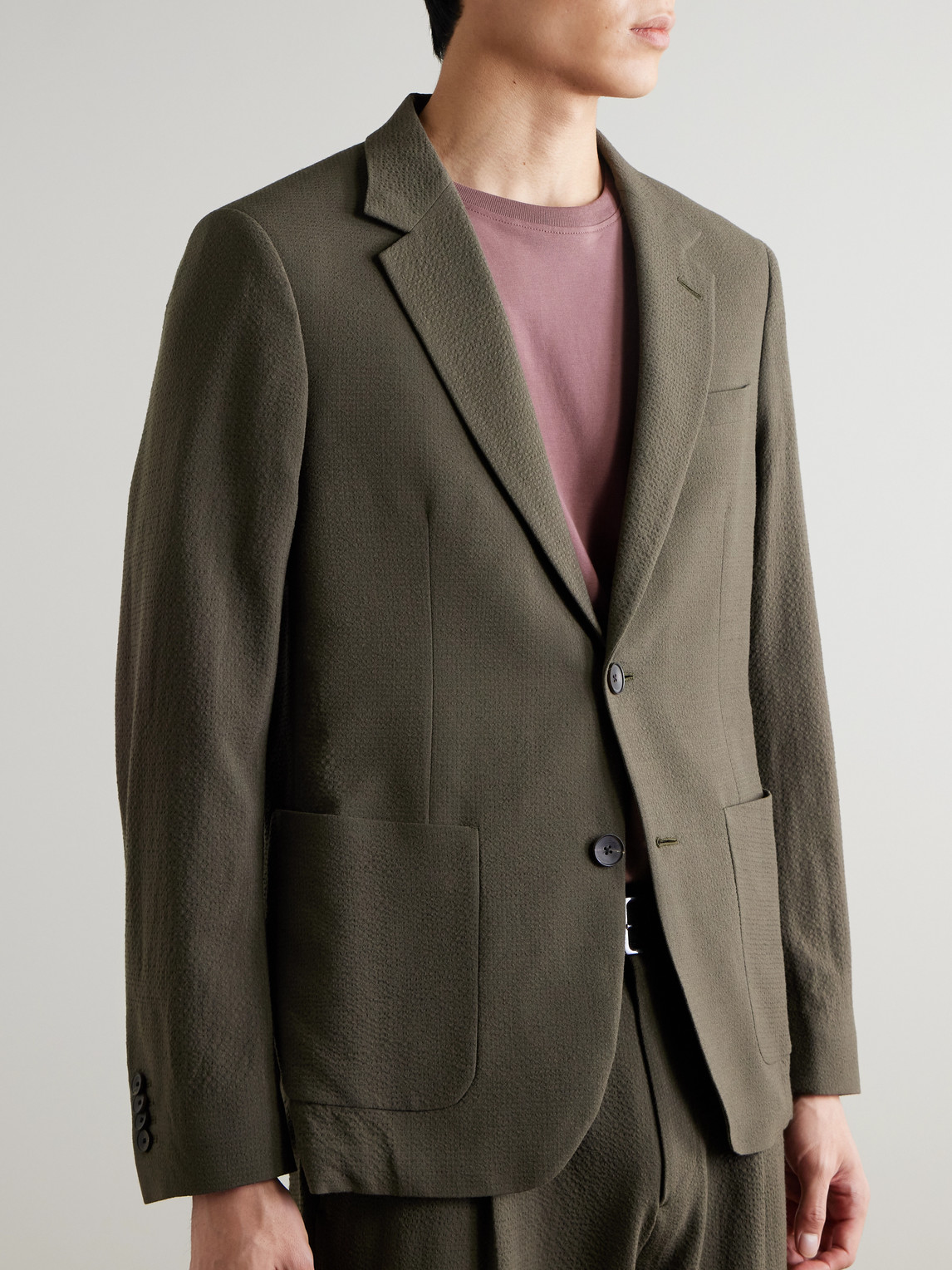  Mr P. - Wool-blend Seersucker Suit Jacket - Men - Green - 36 