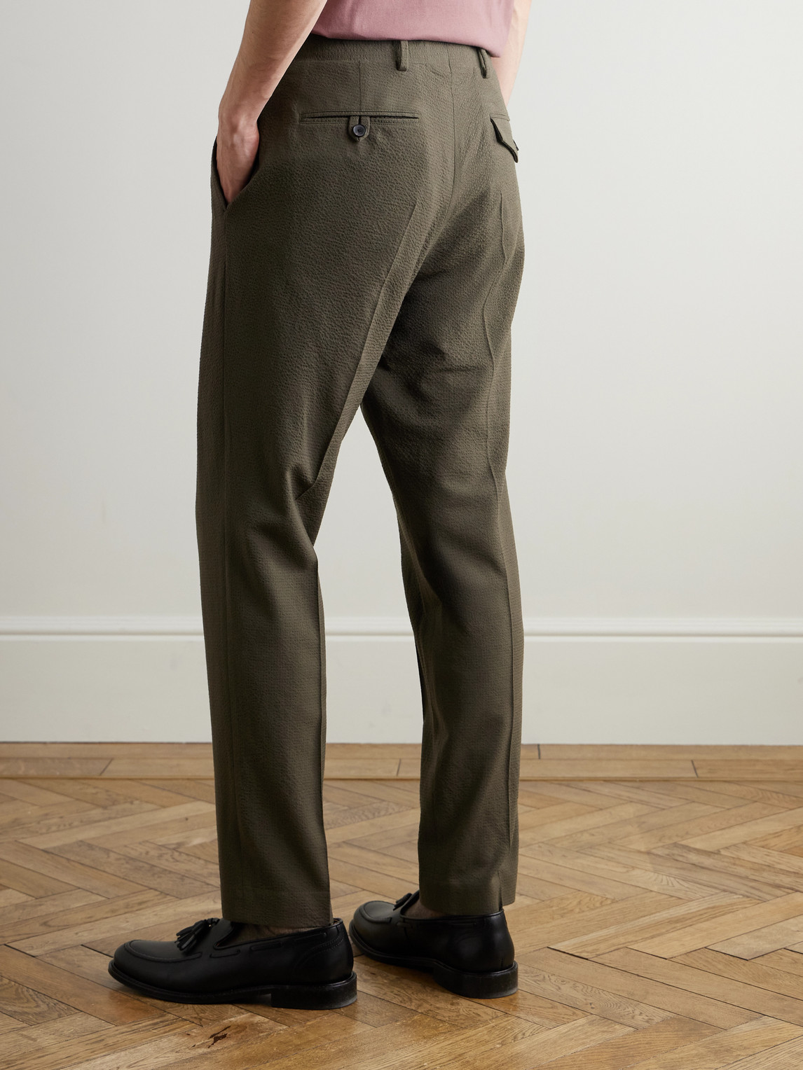 Mr P. - Straight-Leg Wool-Blend Seersucker Trousers