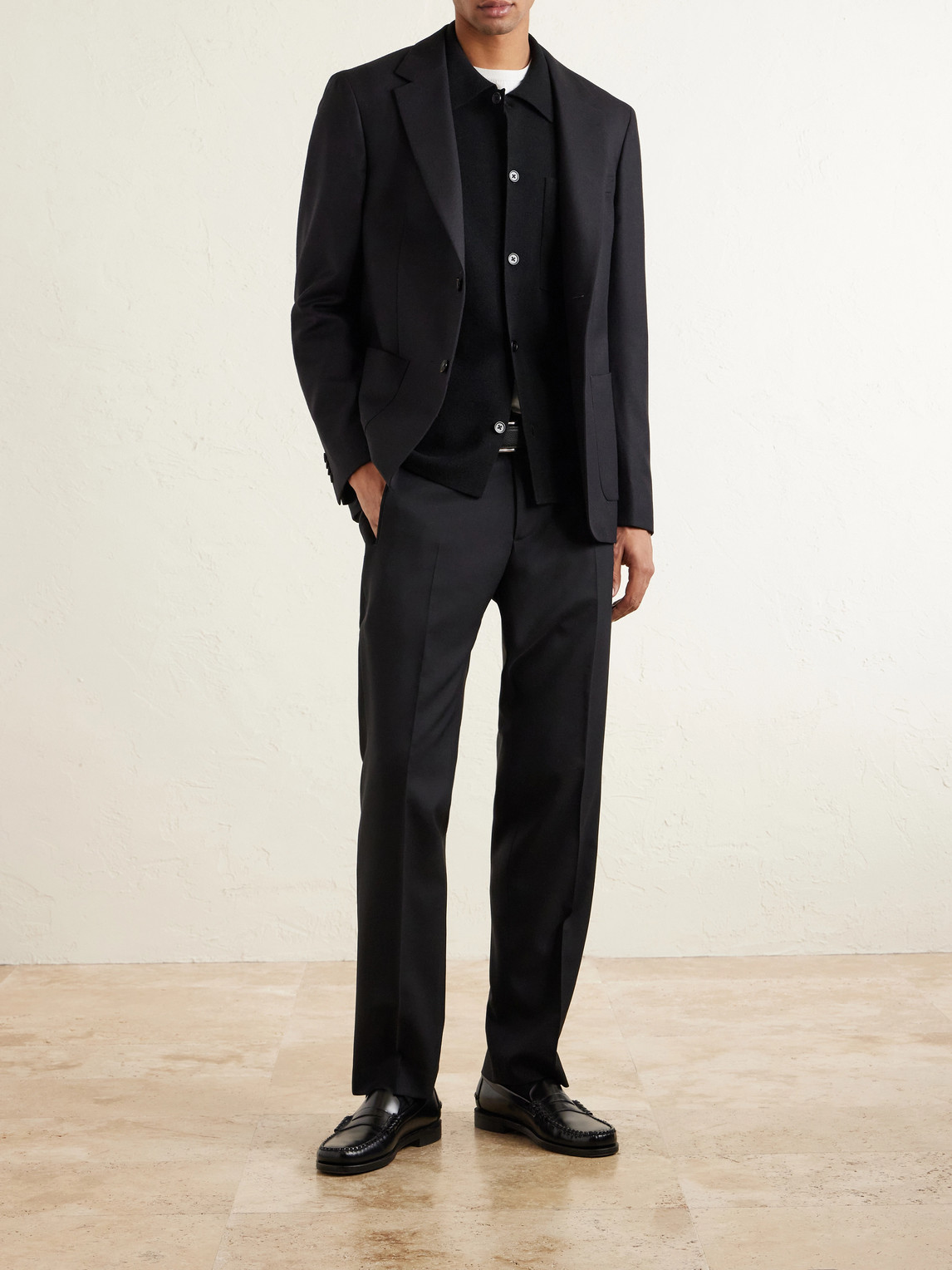 Mr P. - Mike Straight-Leg Grain De Poudre Wool Suit Trousers