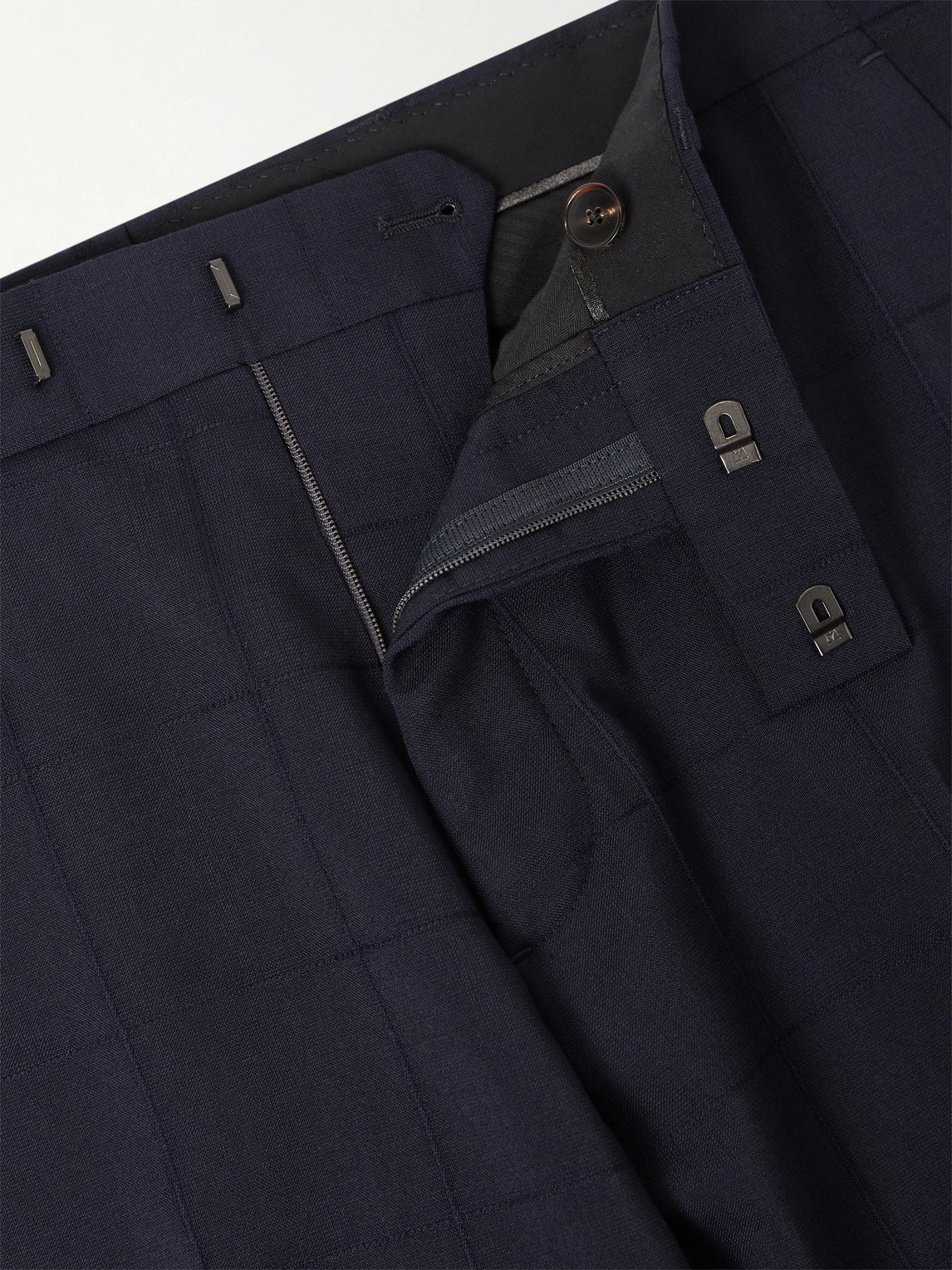 Mr P. - Straight-Leg Checked Wool-Blend Suit Trousers