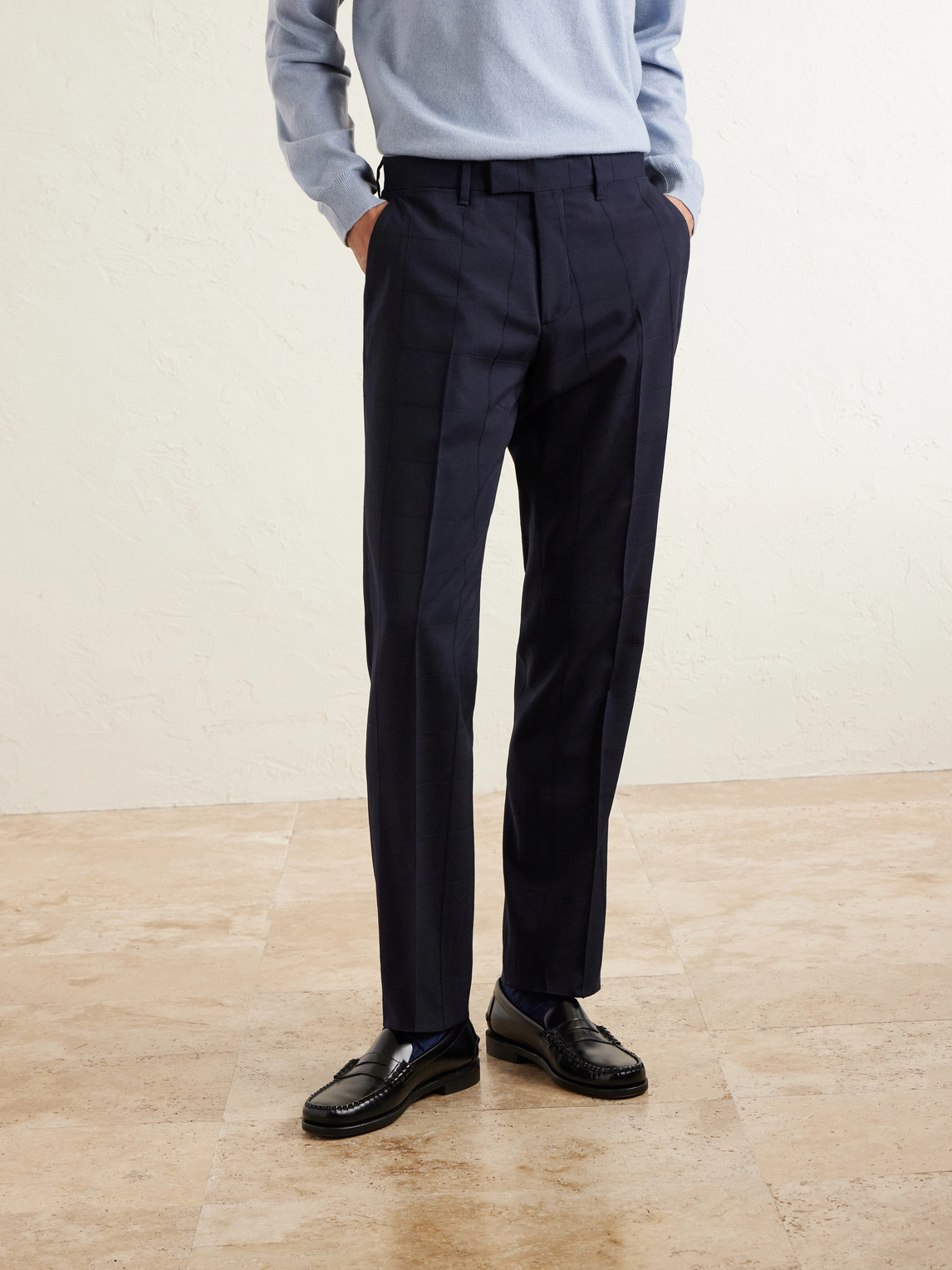 Mr P. - Straight-Leg Checked Wool-Blend Suit Trousers