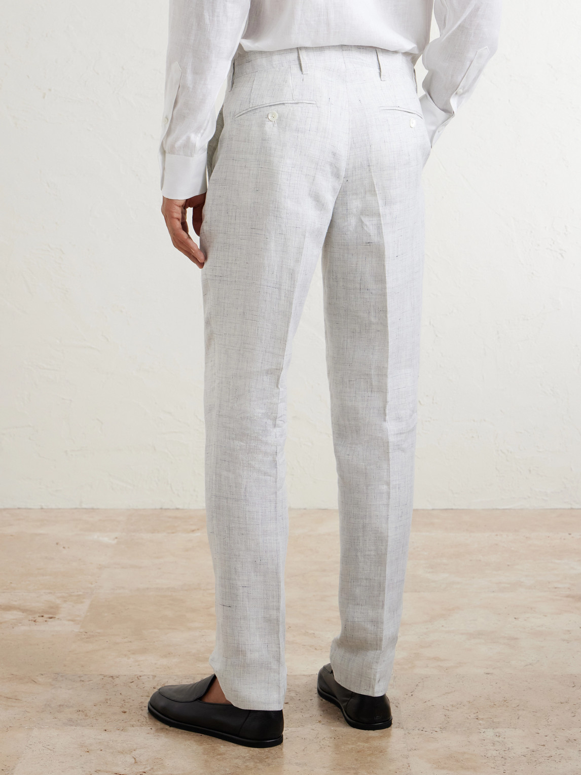  Mr P. - Linen Delave Check Slim Suit Trousers - Men - Gray - 30 