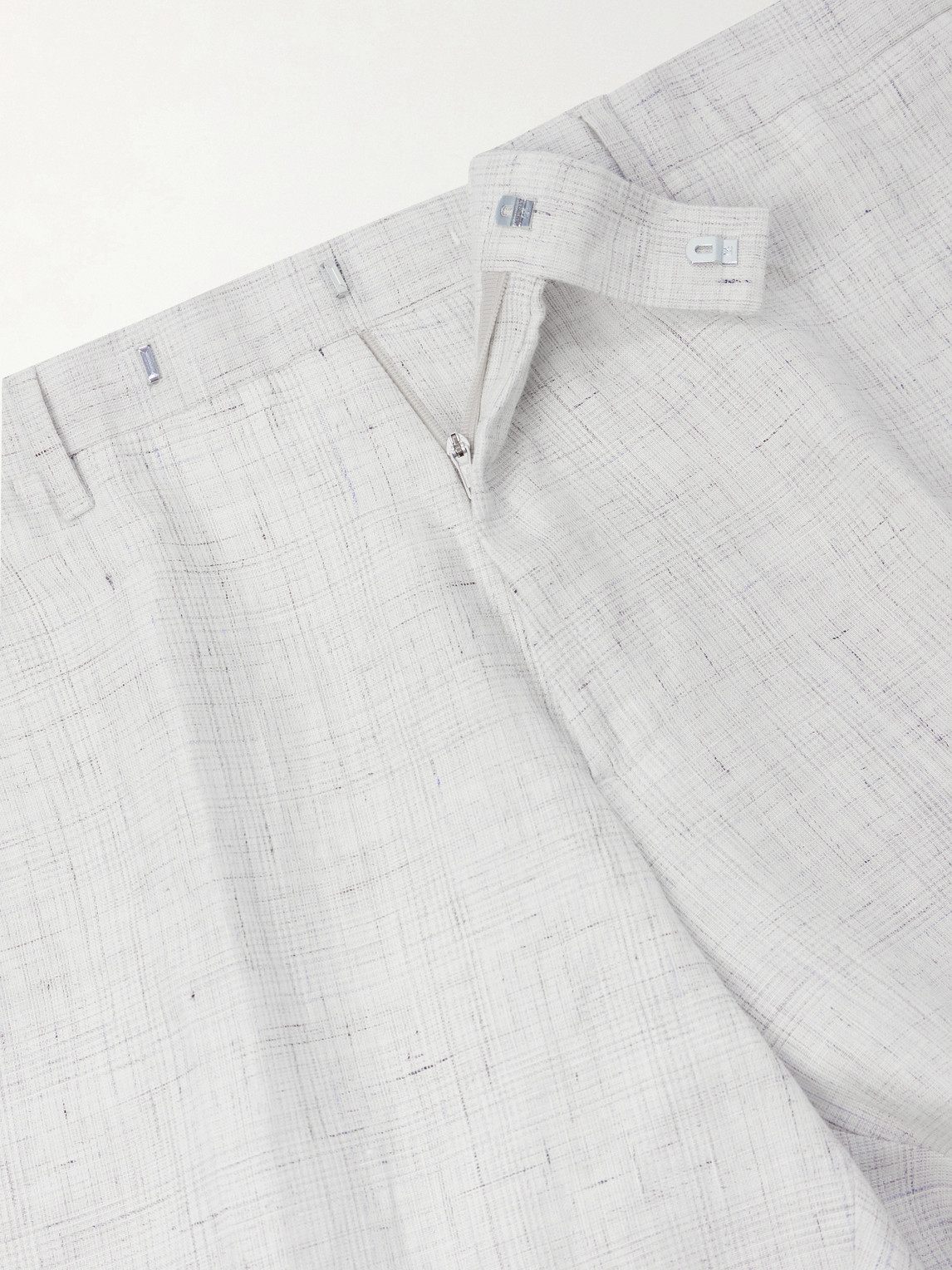Mr P. - Linen Delave Check Slim Suit Trousers