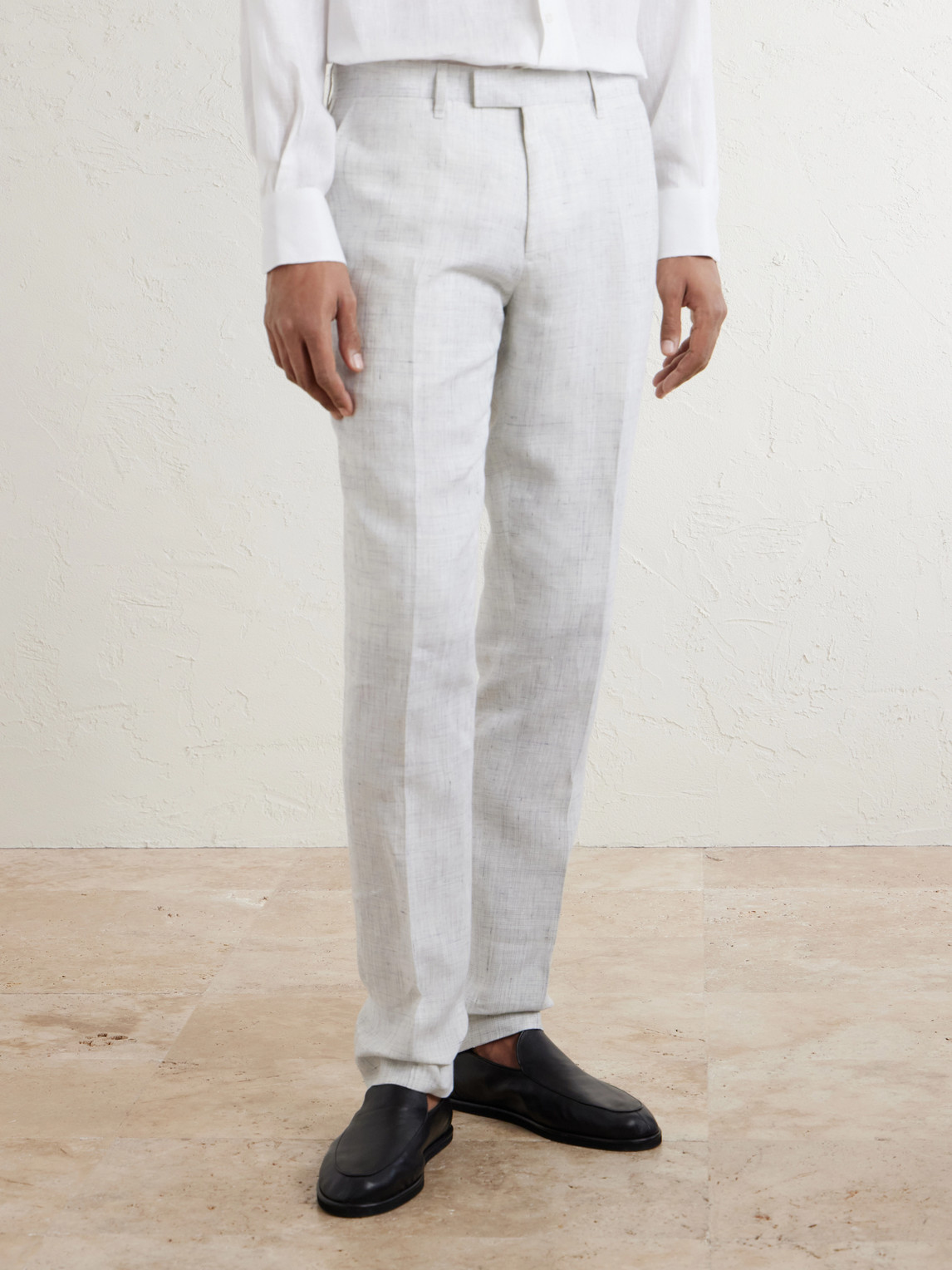  Mr P. - Linen Delave Check Slim Suit Trousers - Men - Gray - 30 
