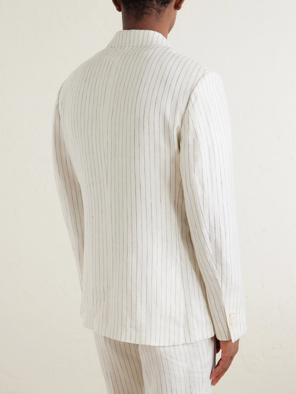  Mr P. - Pinstriped Linen Suit Jacket - Men - Neutrals - 40 