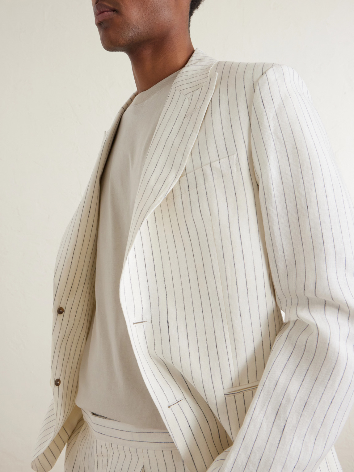 Mr P. - Pinstriped Linen Suit Jacket