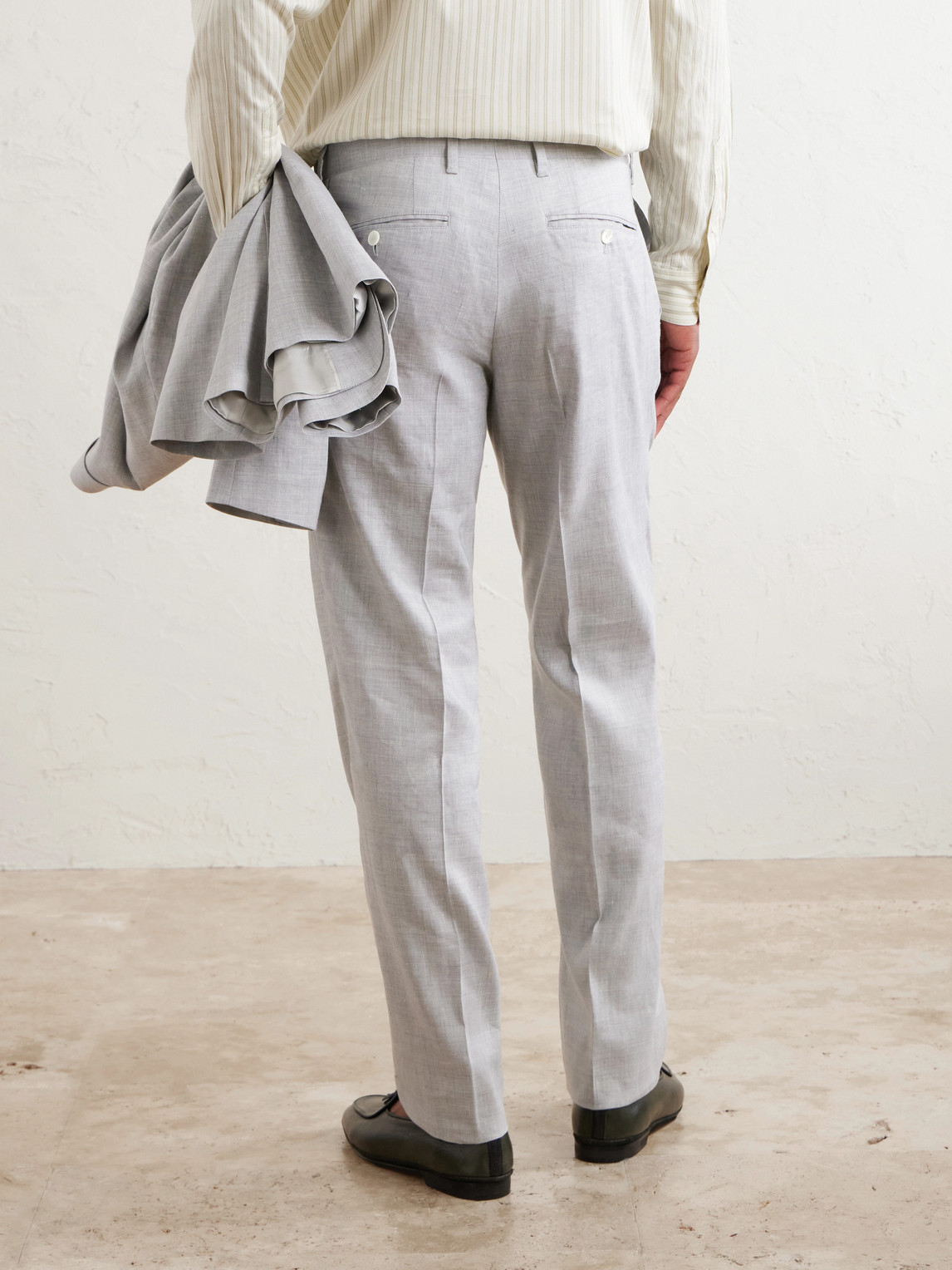 Mr P. - Straight-Leg Linen And Wool-Blend Suit Trousers