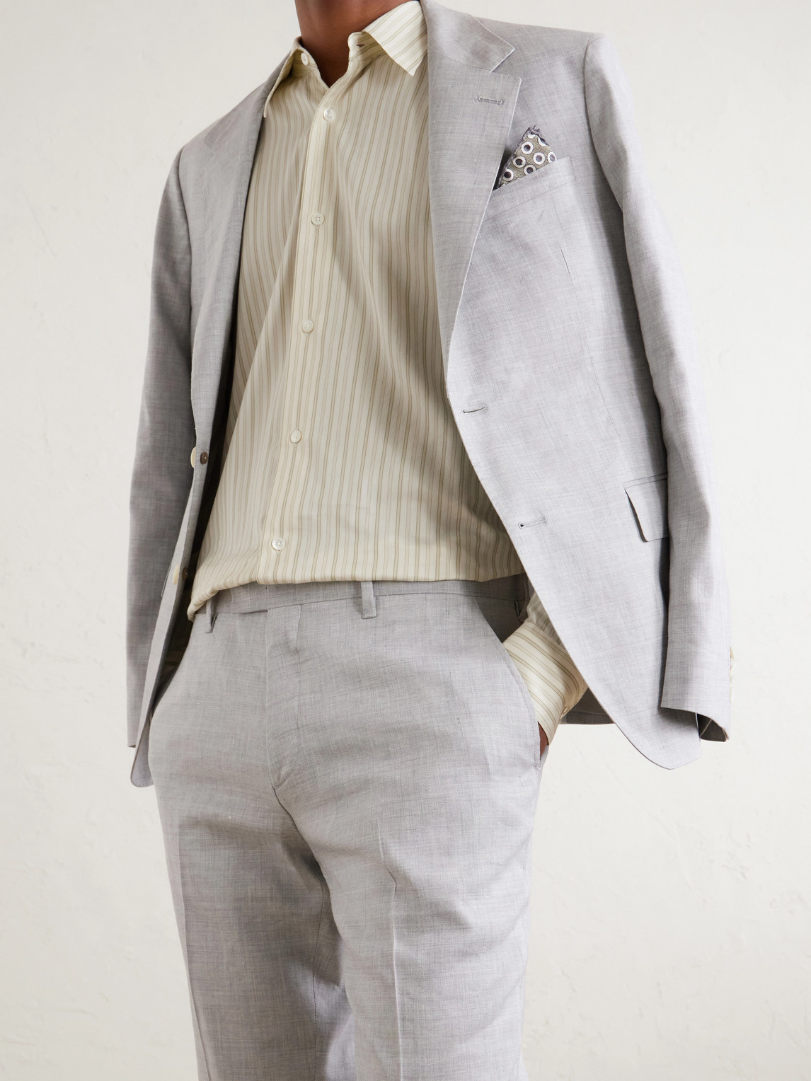 Mr P. - Straight-Leg Linen And Wool-Blend Suit Trousers