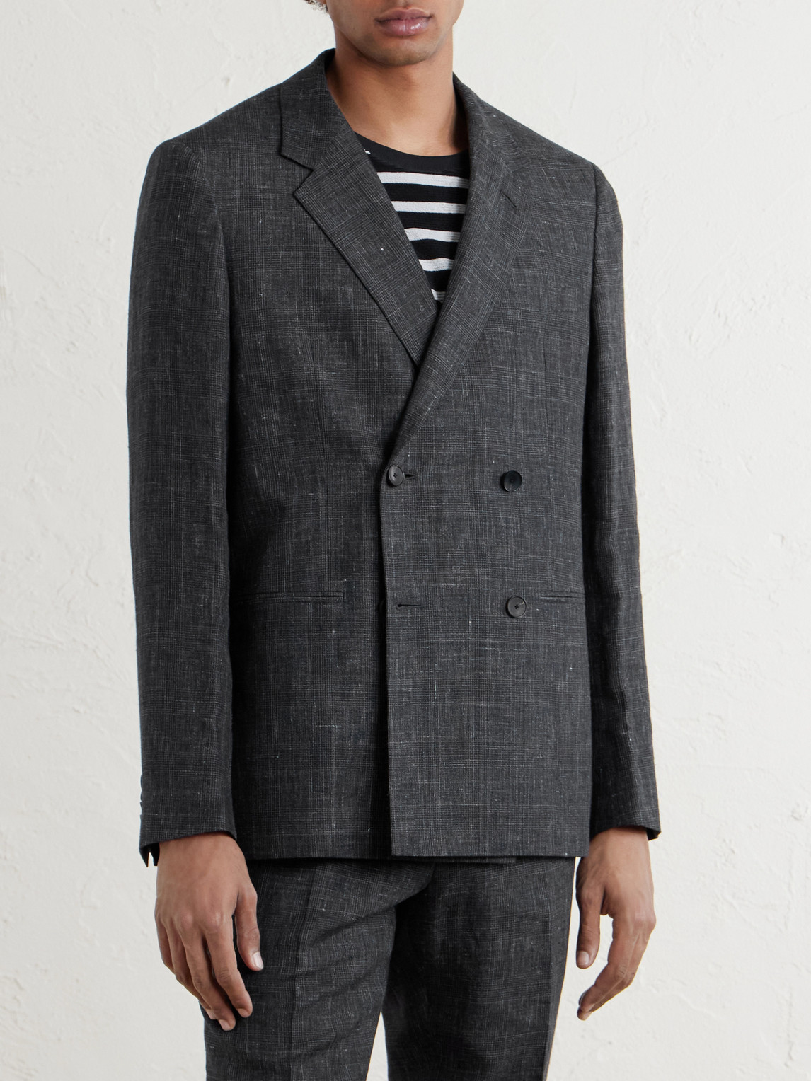  Mr P. - Delave Linen Check Jacket - Men - Gray - 38 